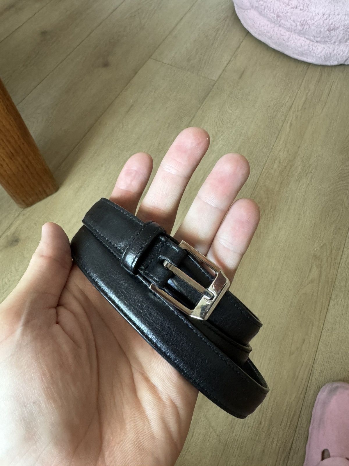 Smooth Leather Simple Belt in Black, Men's (Size 36)