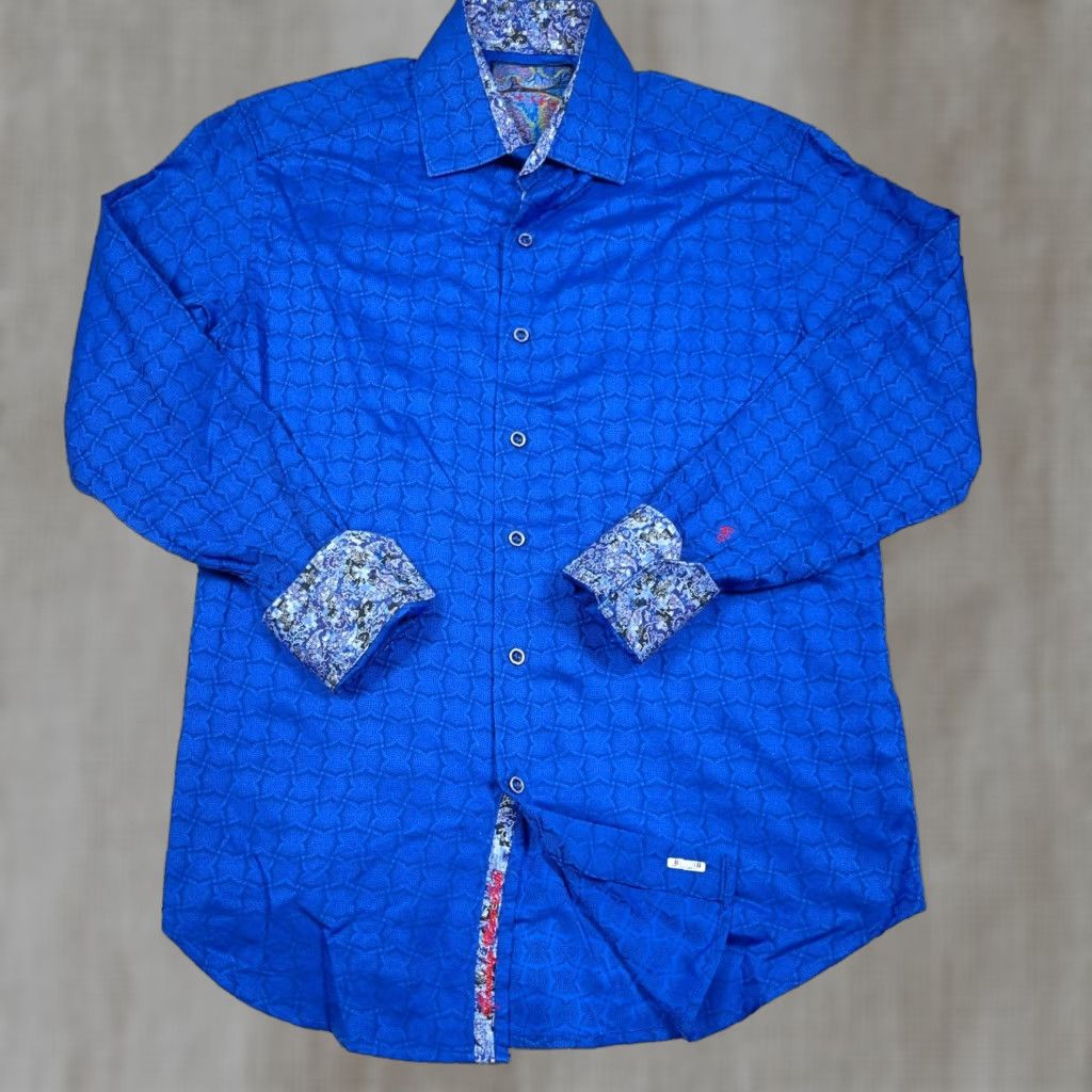 Robert Graham Robert Graham Shirt Men Small Blue Button Up Geometric Classic Fit Size US S / EU 44-46 / 1 - 1 Thumbnail
