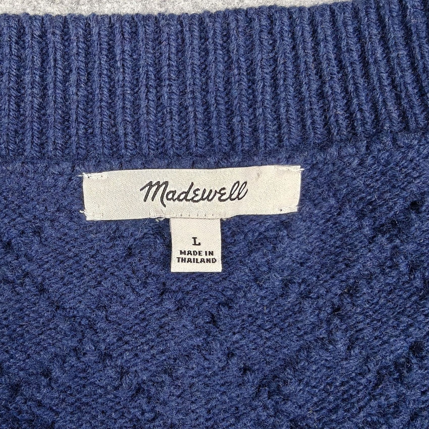 Madewell Madewell Sweater Vest Women L Blue Cable Knit V Neck Wool Blend Pullover Top - Condition & Measurements Size L / US 10 / IT 46 - 2 Thumbnail