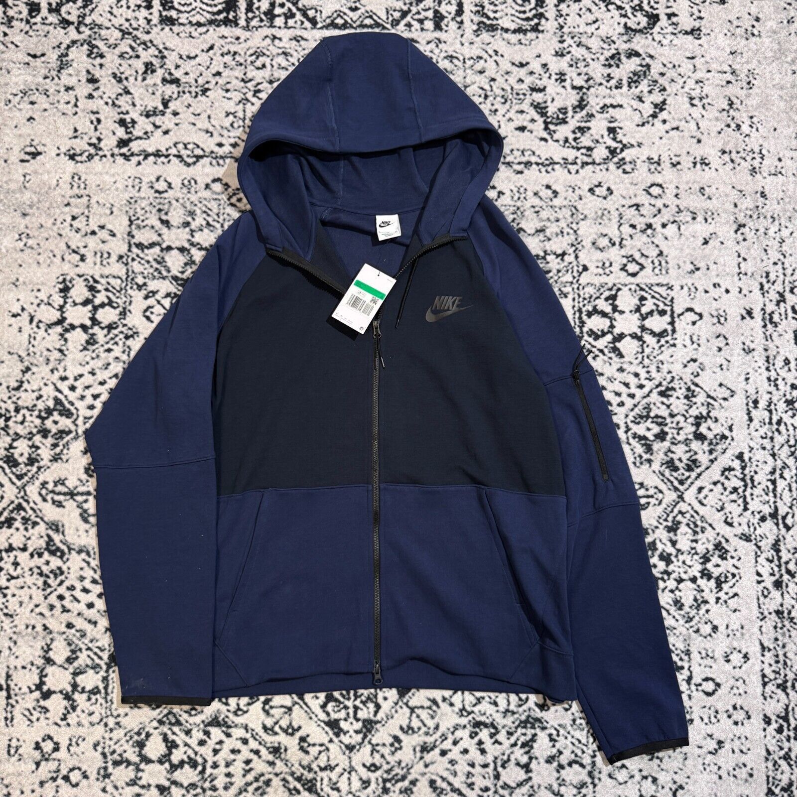 Nike × Vintage Vintage Nike Navy Cotton Hoodie Zip Size XL Y2K Tech Fleece Size US XL / EU 56 / 4 - 1 Thumbnail