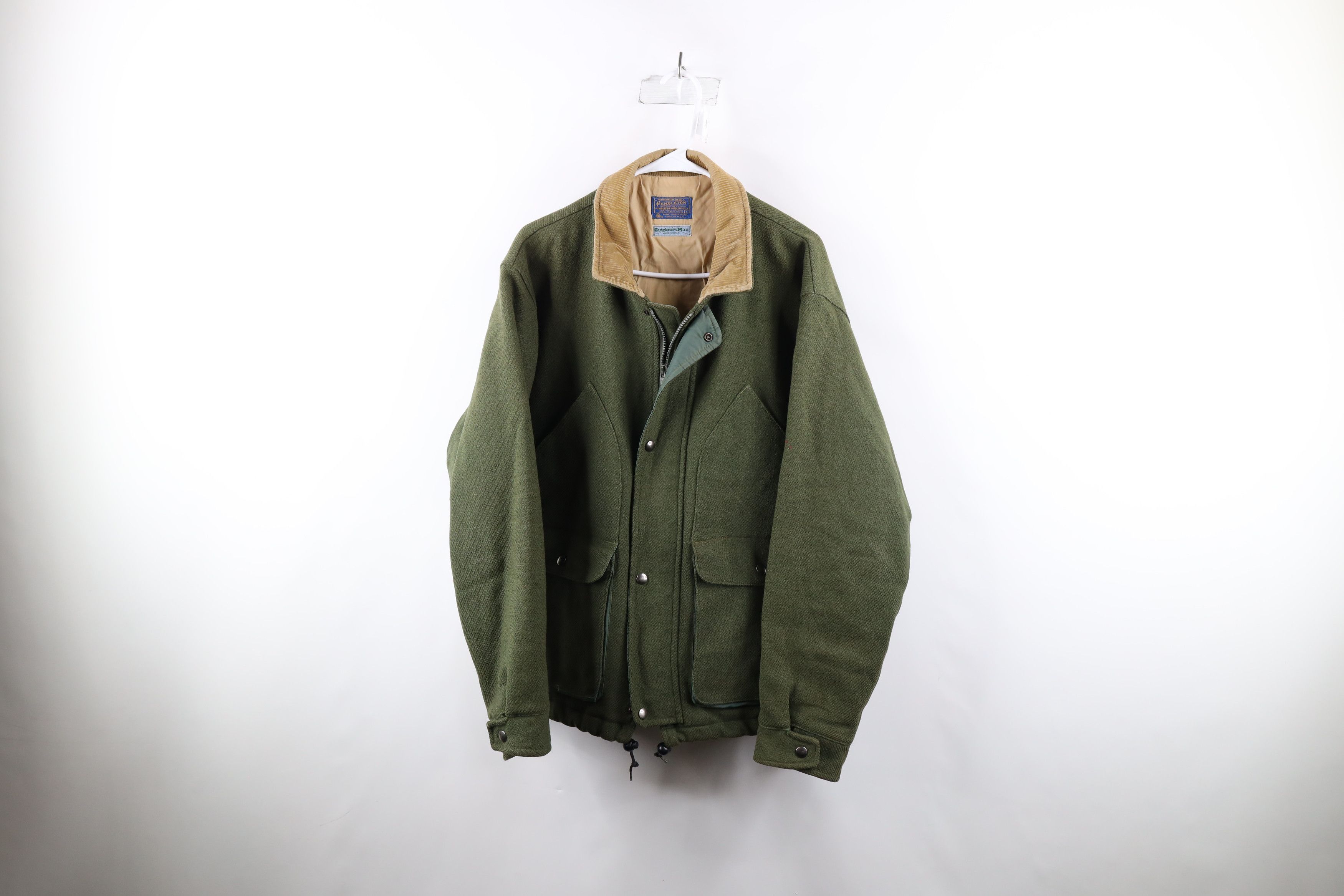 image of 70's Pendleton Corduroy Wool Whipcord Bomber Jacket in Green, Men's (Size Large)