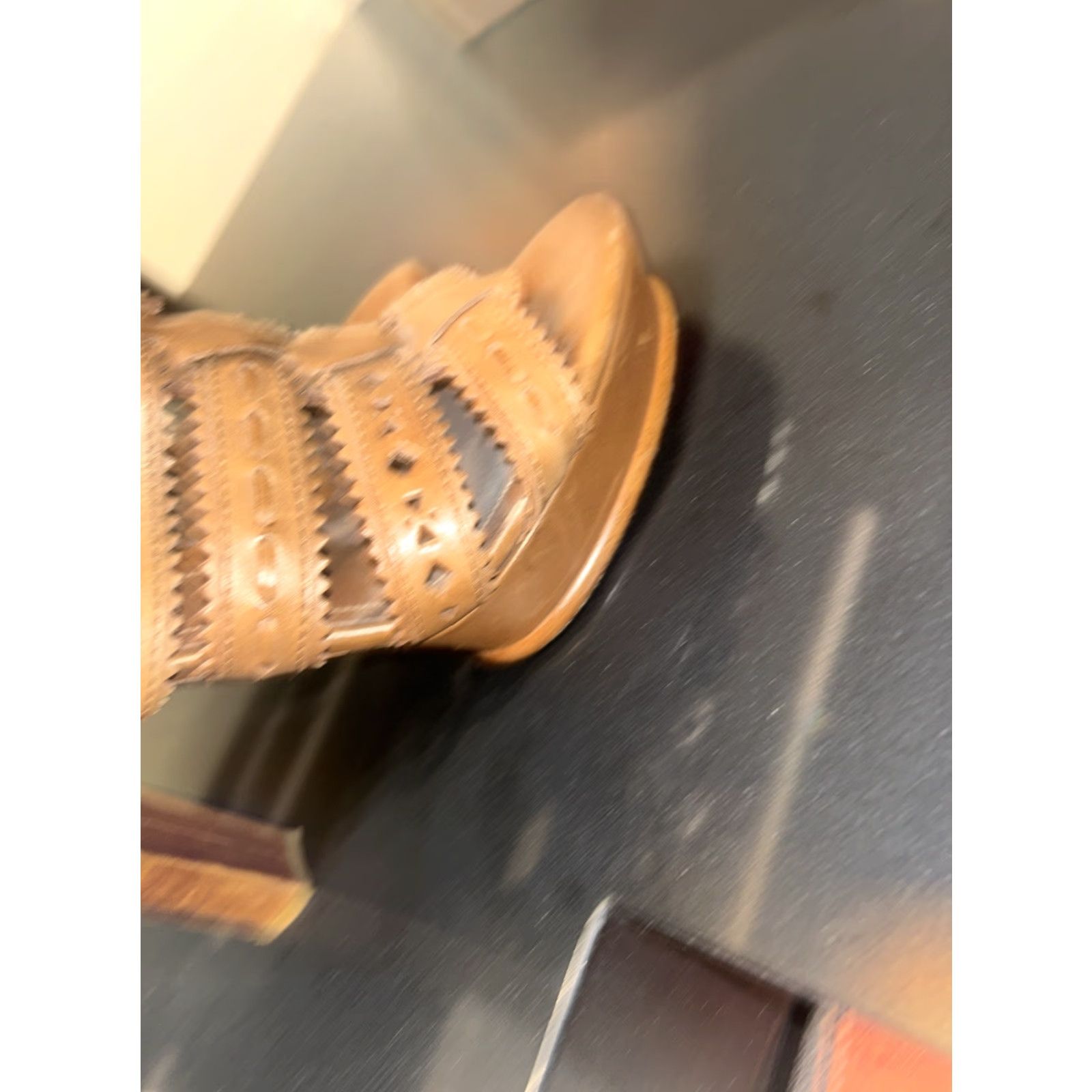 Vintage Tod's Women Sandal Gladiator Laser Cut Platform 12 Natural Brown Leather Beige US 9 38 39 - Womens Shoes Size US 9 / IT 39 - 5 Thumbnail