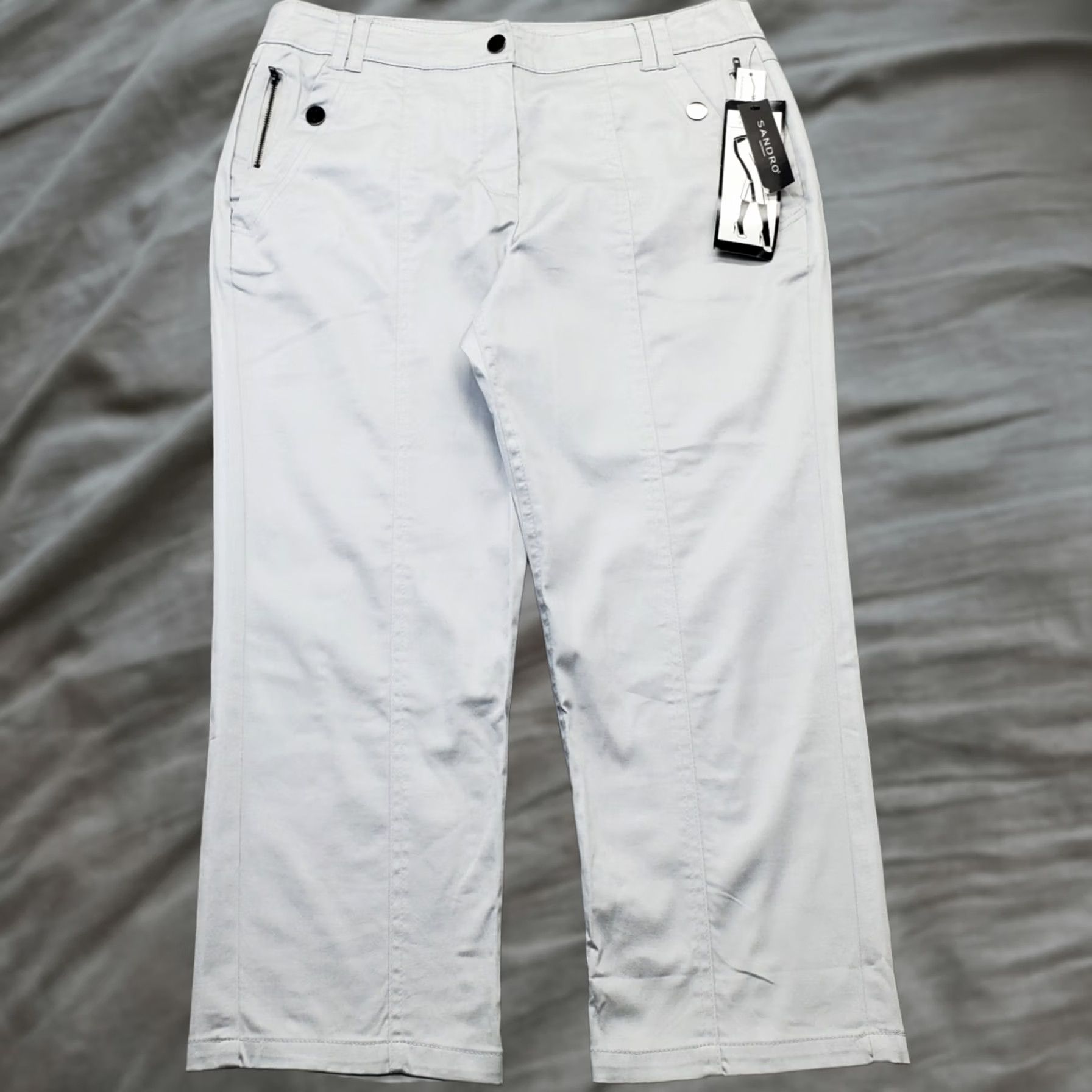 Sandro Sandro Sportswear Crop Pants Womens 12 Gray Stretch Flat Front Double Belt Loops Size 34" / US 12 / IT 48 - 1 Thumbnail