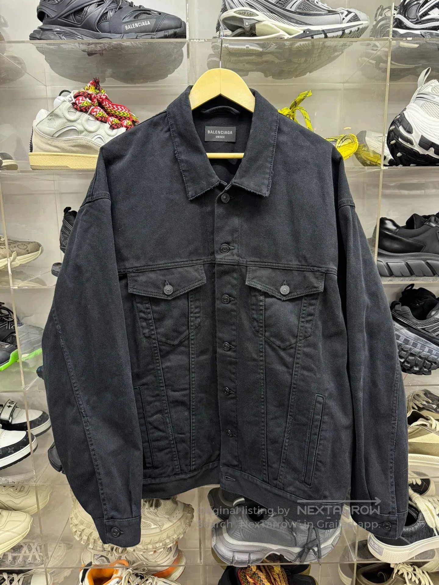 Balenciaga Collar Logo Denim Jacket.