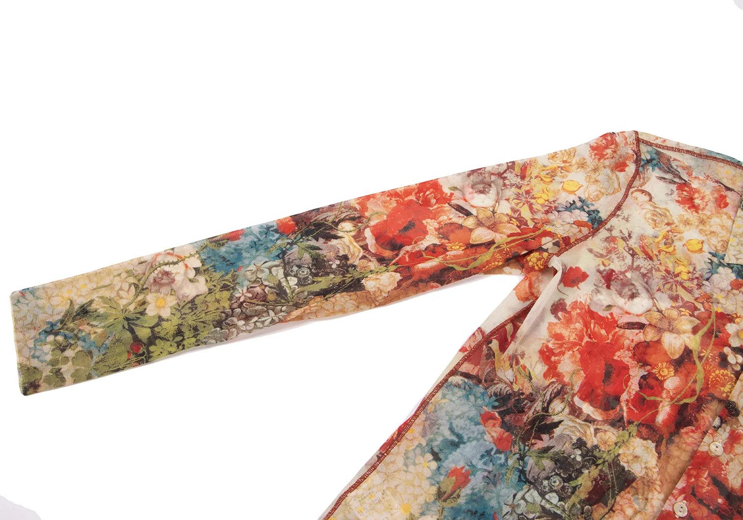 Jean Paul Gaultier Floral Print Power Net Shirt in Red Other 48 Size US M / EU 48-50 / 2 - 5 Thumbnail