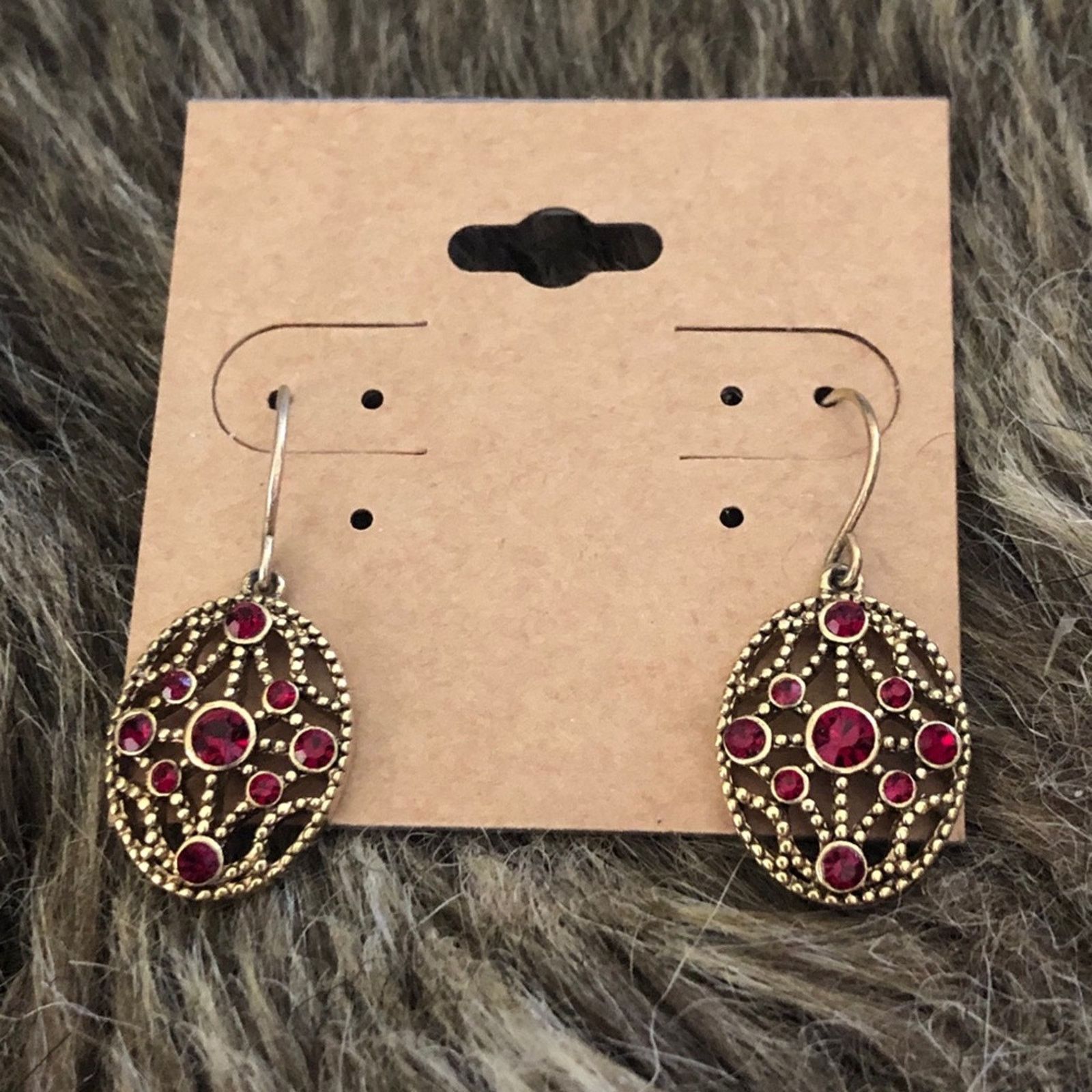 Monet Vintage Monet red stone gold tone drop earrings Size ONE SIZE - 2 Thumbnail
