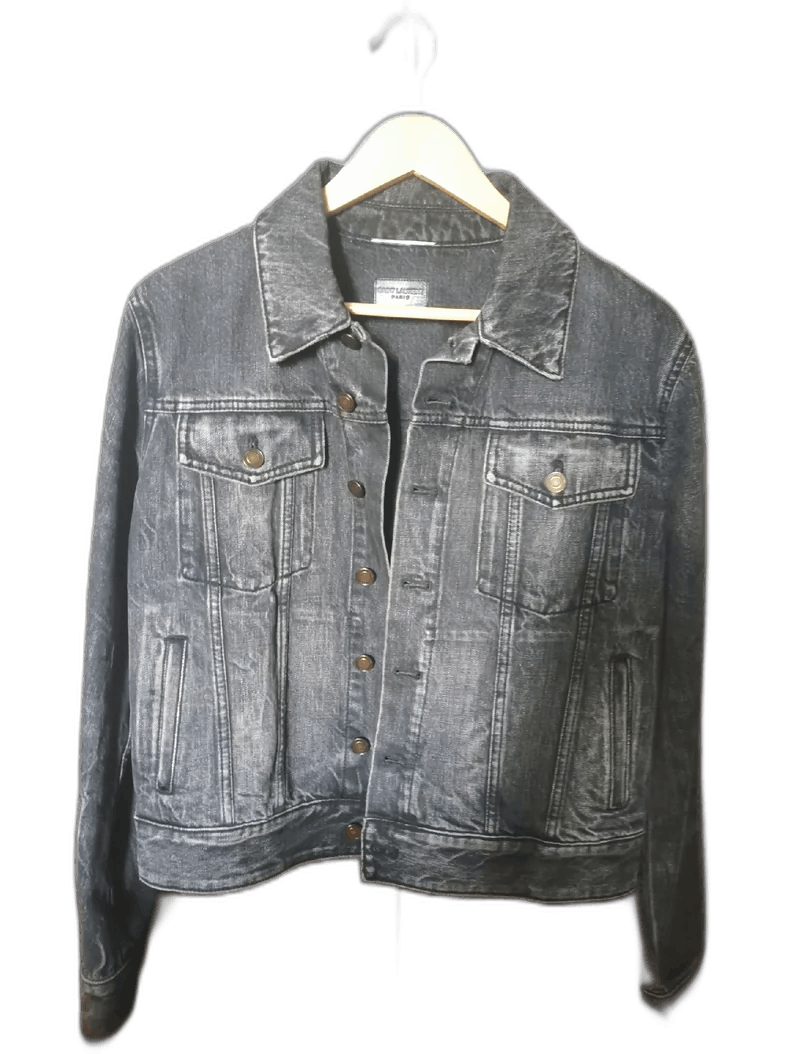 classic men’s denim jacket with palm tree-2507