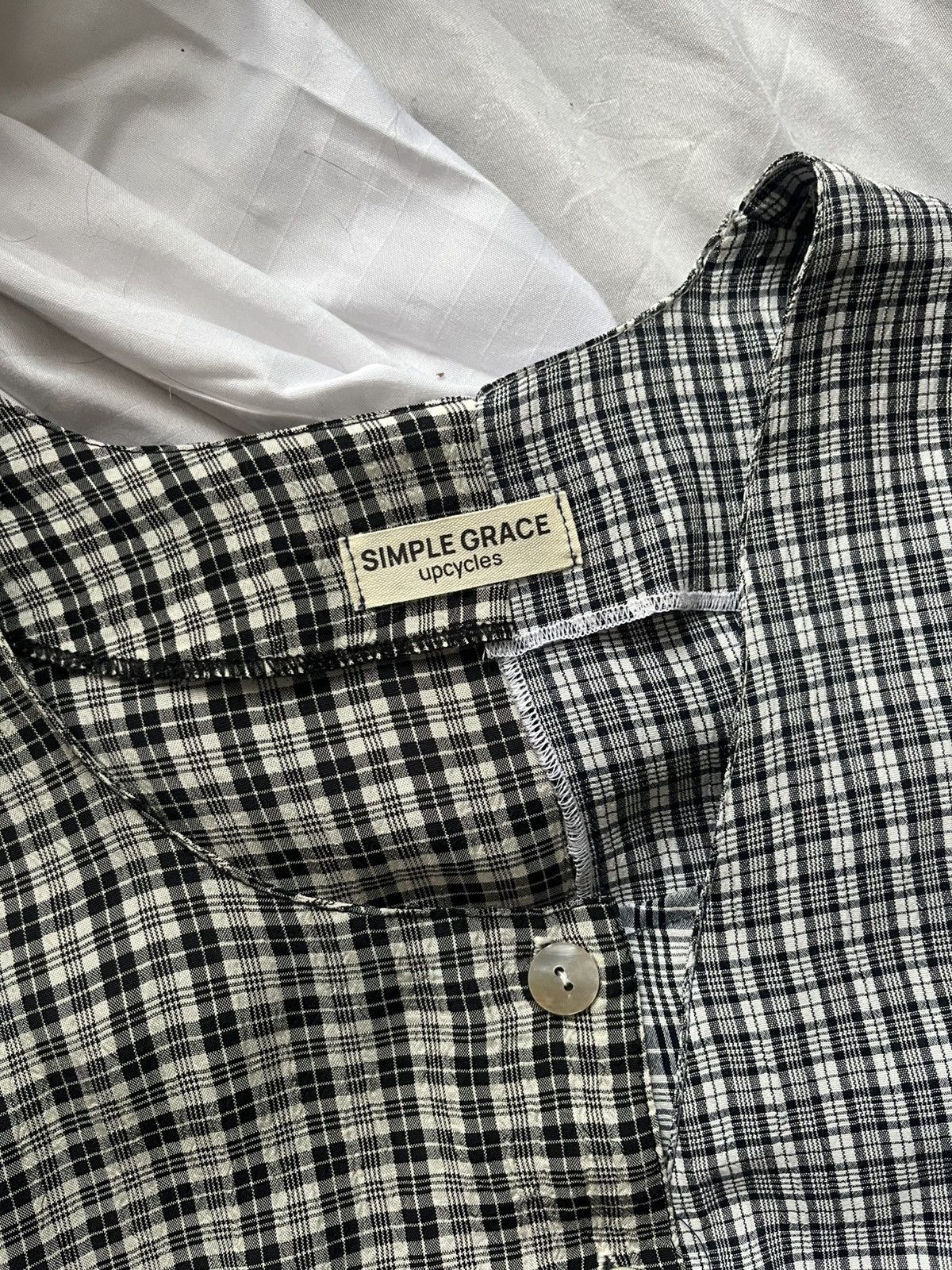 Custommade upcycled vintage plaid midi dress short sleeve Size M / US 6-8 / IT 42-44 - 3 Thumbnail