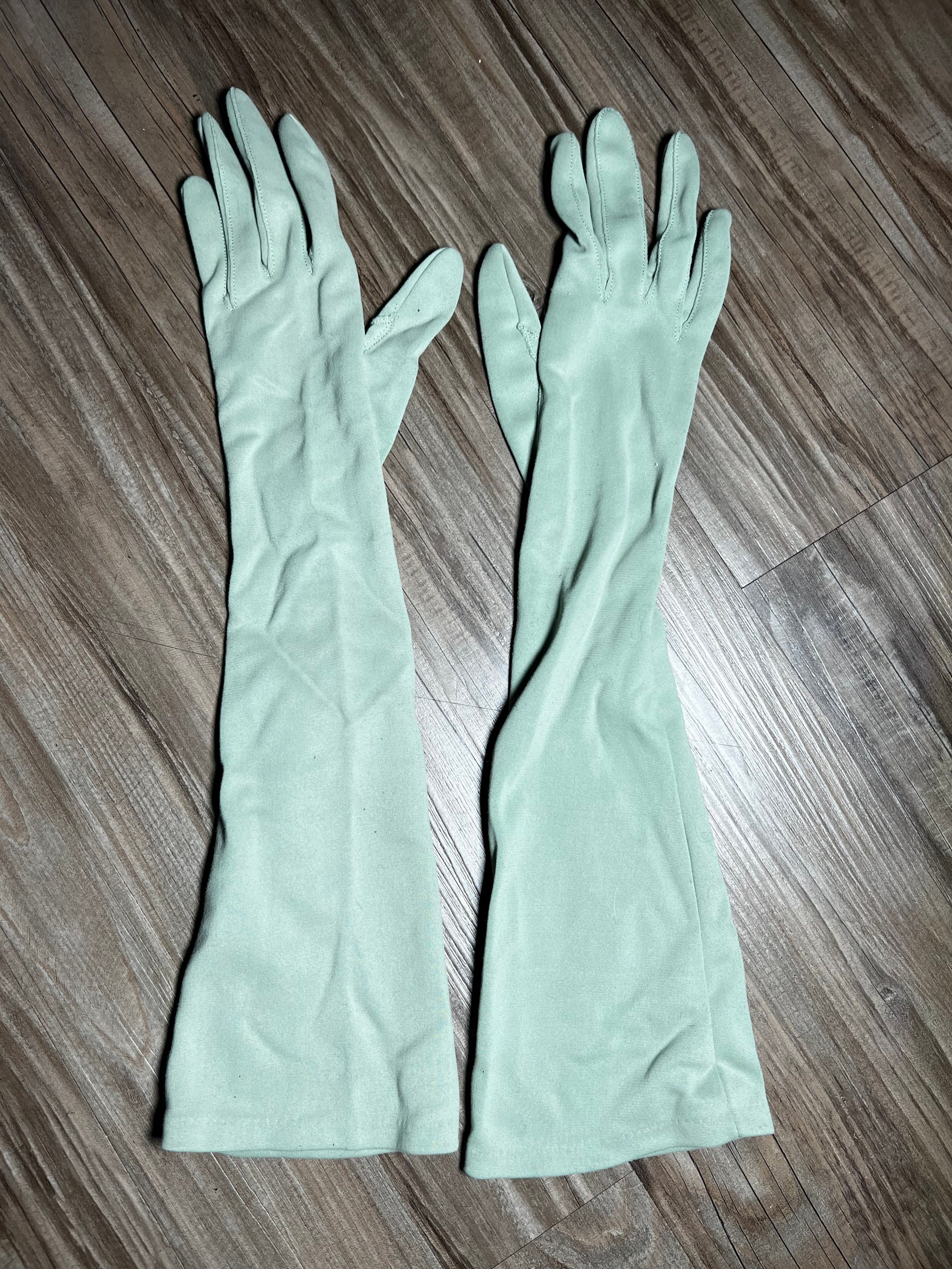 Vintage Vintage Teal Long Elegant Evening Gloves Size ONE SIZE - 1 Preview