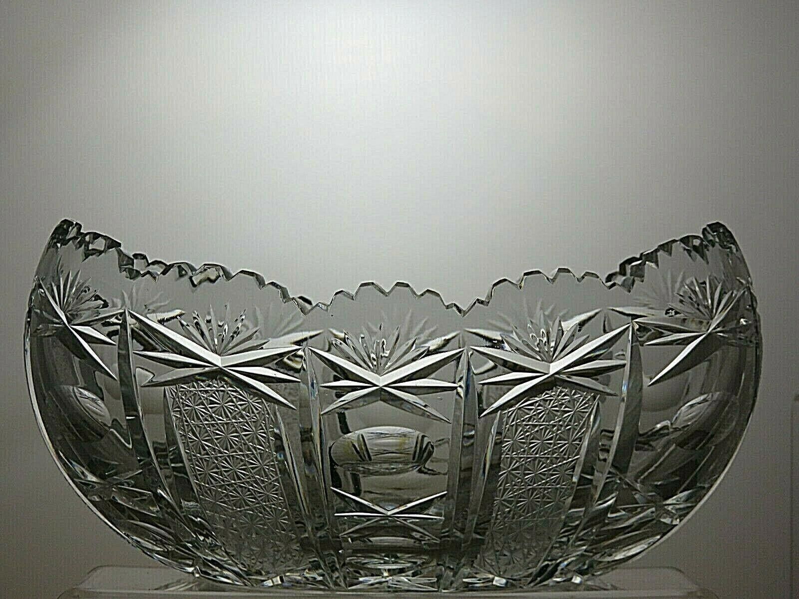 Other American Brillant Period Crystal Cut Boat Shape Bowl 5" Size ONE SIZE - 3 Thumbnail