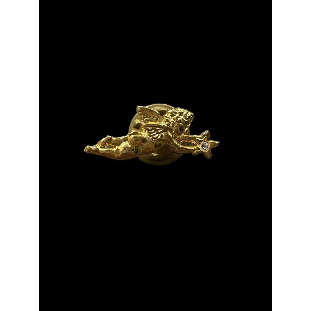 Vintage Vintage Gold Tone Winged Angel Cherub Tie Tack Pin Size ONE SIZE - 1 Thumbnail