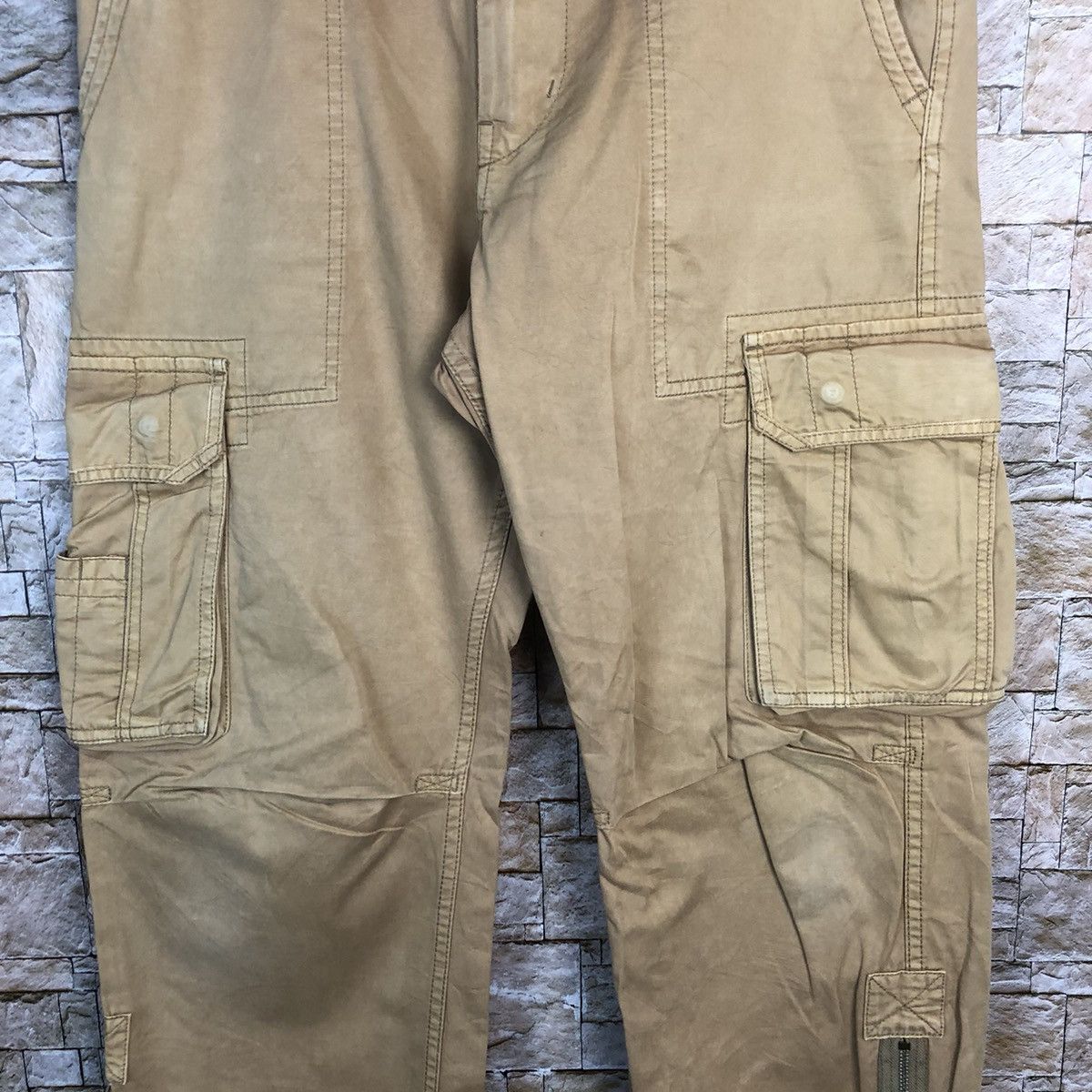 Japanese Brand DL Purple & Yellow Brown Cargo Multipocket Pants #A333 Size US 31 - 6 Thumbnail
