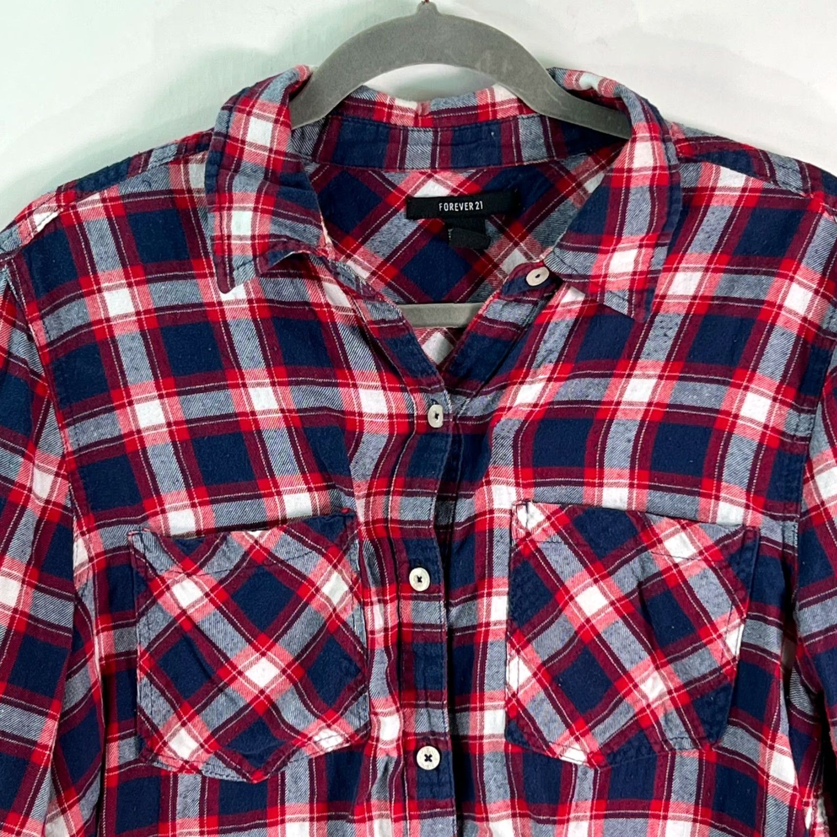 Forever 21 Forever 21 Button-Up Shirt Womens Plaid Flannel Multicolor Long Sleeve Size L Size L / US 10 / IT 46 - 3 Thumbnail