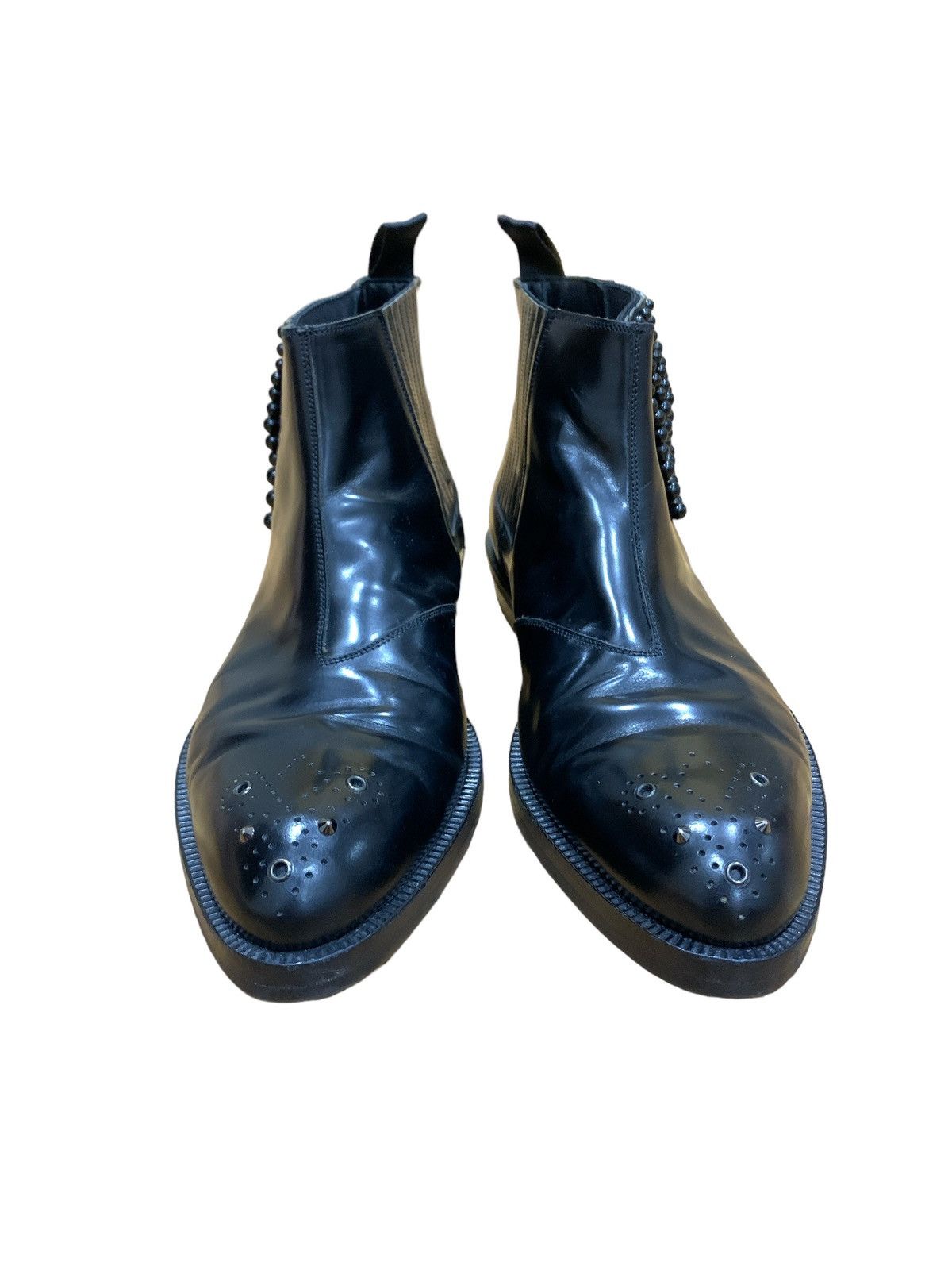 Leather × Sergio Rossi SERGIO ROSSI STUDDED LEATHER CHELSEA BOOTS Size US 5.5 / EU 38 - 2 Thumbnail