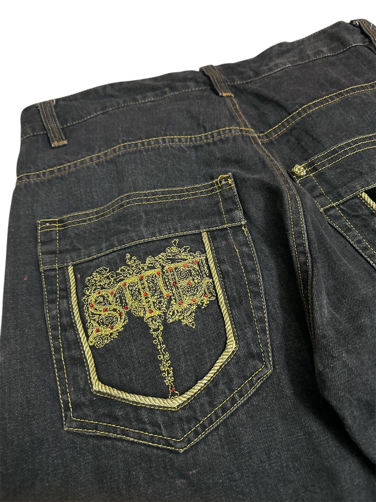 If Six Was Nine Y2K Seventh 7th Embroidered Baggy Jeans Goa Lgb Jnco Style Size US 36 / EU 52 - 4 Thumbnail