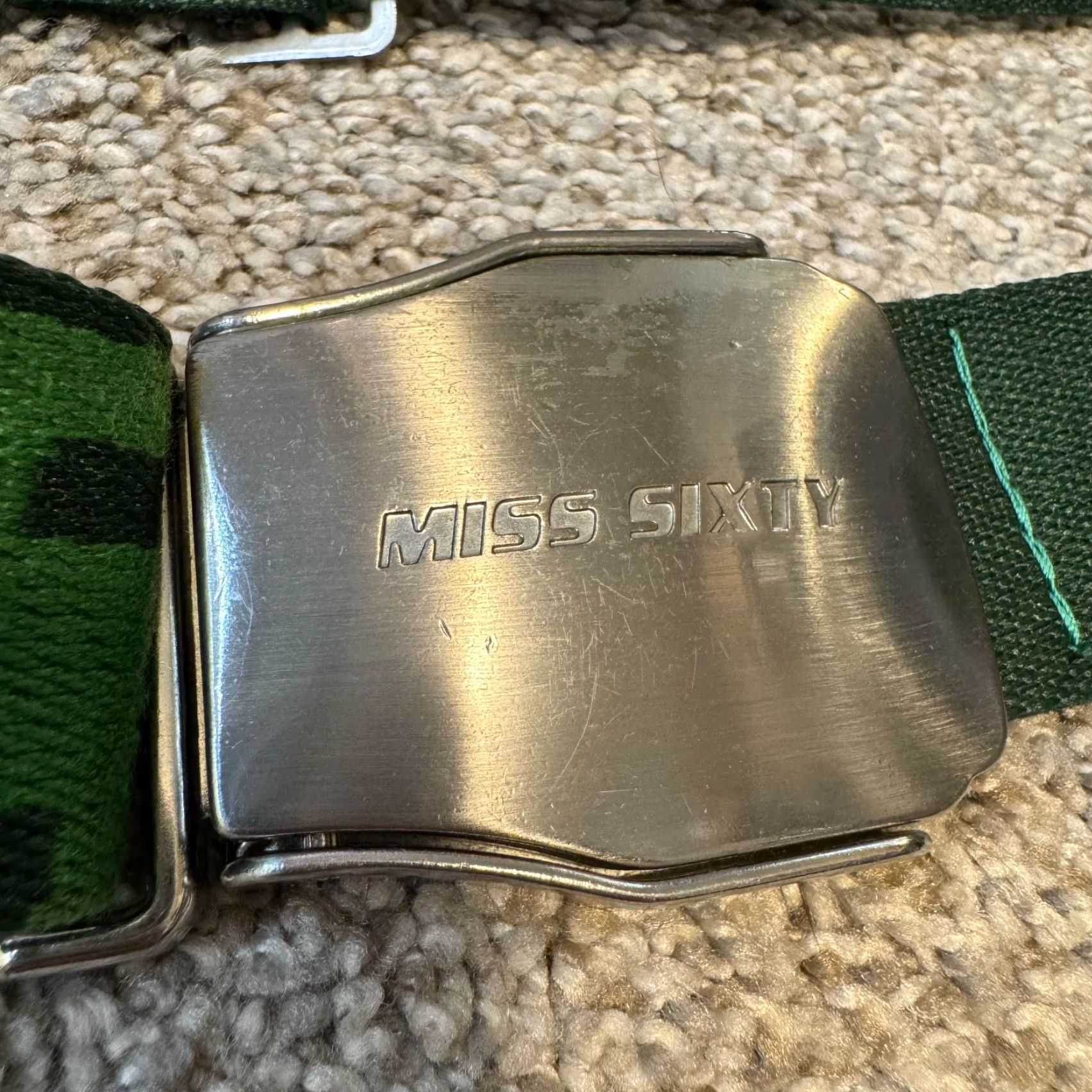 Miss Sixty VINTAGE Miss Sixty Belt Green Airplane Seatbelt Cyber Grunge One Size Womens 90s Y2K Belt Size ONE SIZE - 2 Thumbnail