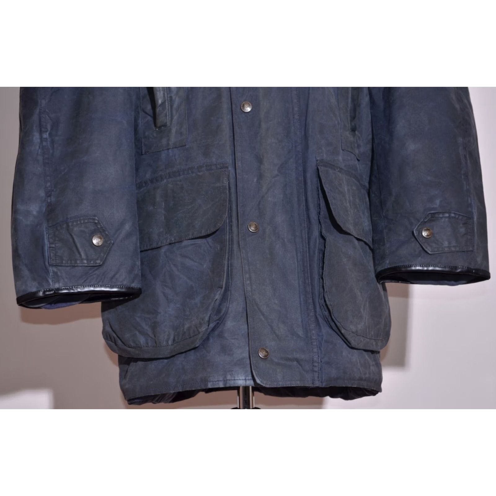 Belstaff VINTAGE Belstaff Waxed Leather Trim Jacket Mens M Shooting Coat 80s Blue Waxed Cotton Hunting Casual Travel Size US M / EU 48-50 / 2 - 3 Thumbnail