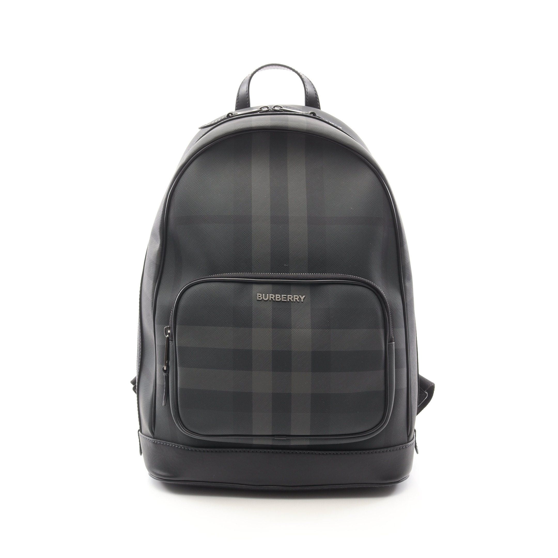 Burberry Burberry Backpack Rucksack Check Leather Gray Black Size ONE SIZE - 1 Thumbnail