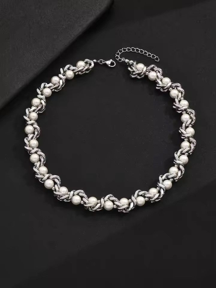 Japanese Brand Steel Thick Chain Pearls Necklace Size ONE SIZE - 2 Thumbnail