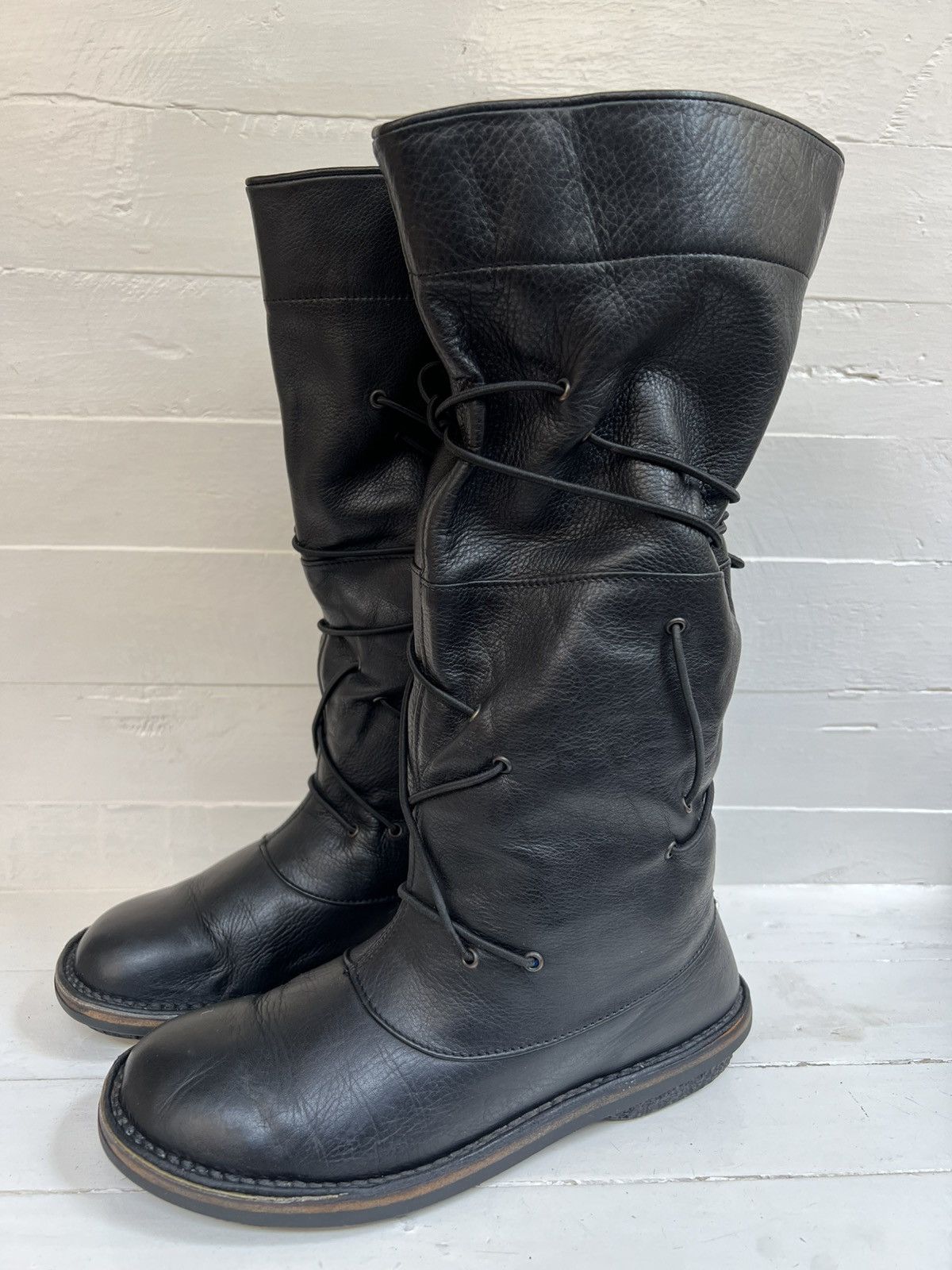 Trippen Trippen Hysterie Black Leather Slouchy Tall Boot Gothic Punk Size US 7 / IT 37 - 1 Thumbnail