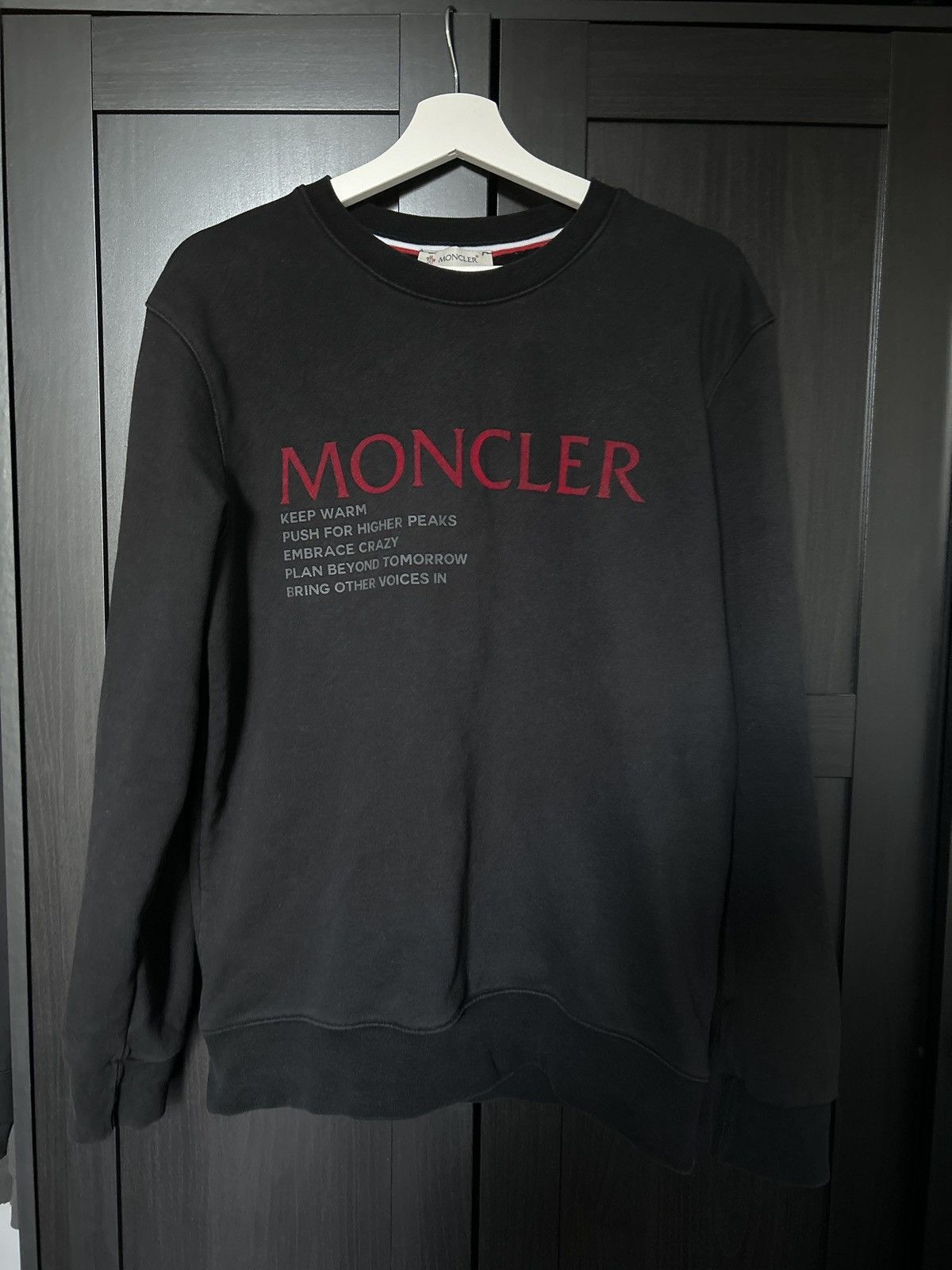 Moncler Moncler “Keep warm” black crewneck Size US XL / EU 56 / 4 - 1 Thumbnail
