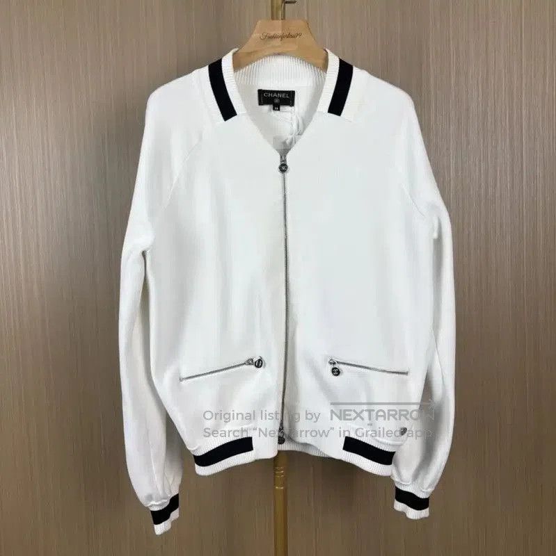 Chanel Chanel White Cotton Women's Cardigan . Size M / US 6-8 / IT 42-44 - 1 Thumbnail