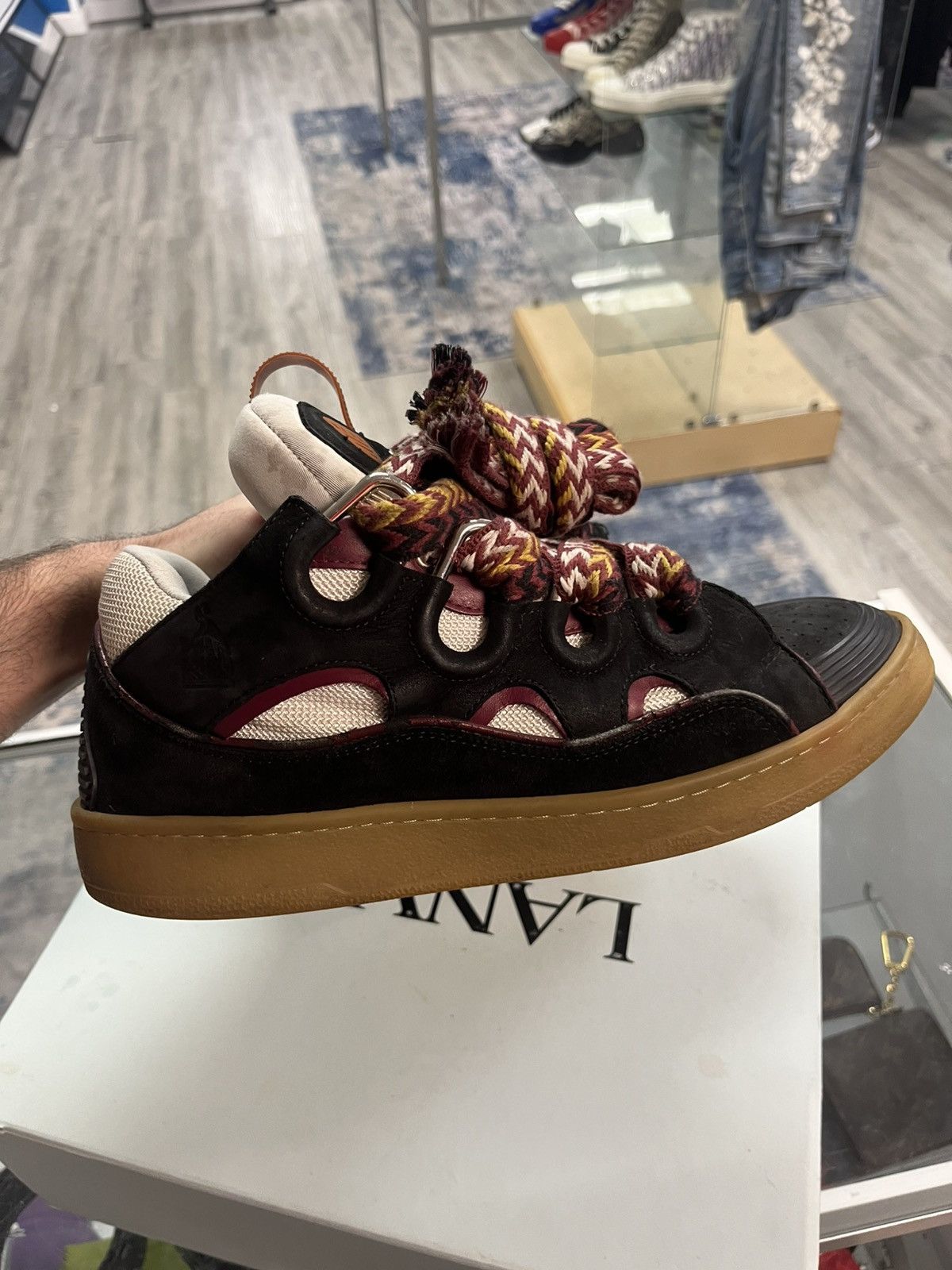 Lanvin Lanvin Curb Sneaker Black Maroon Laces Size US 11 / EU 44 - 3 Thumbnail