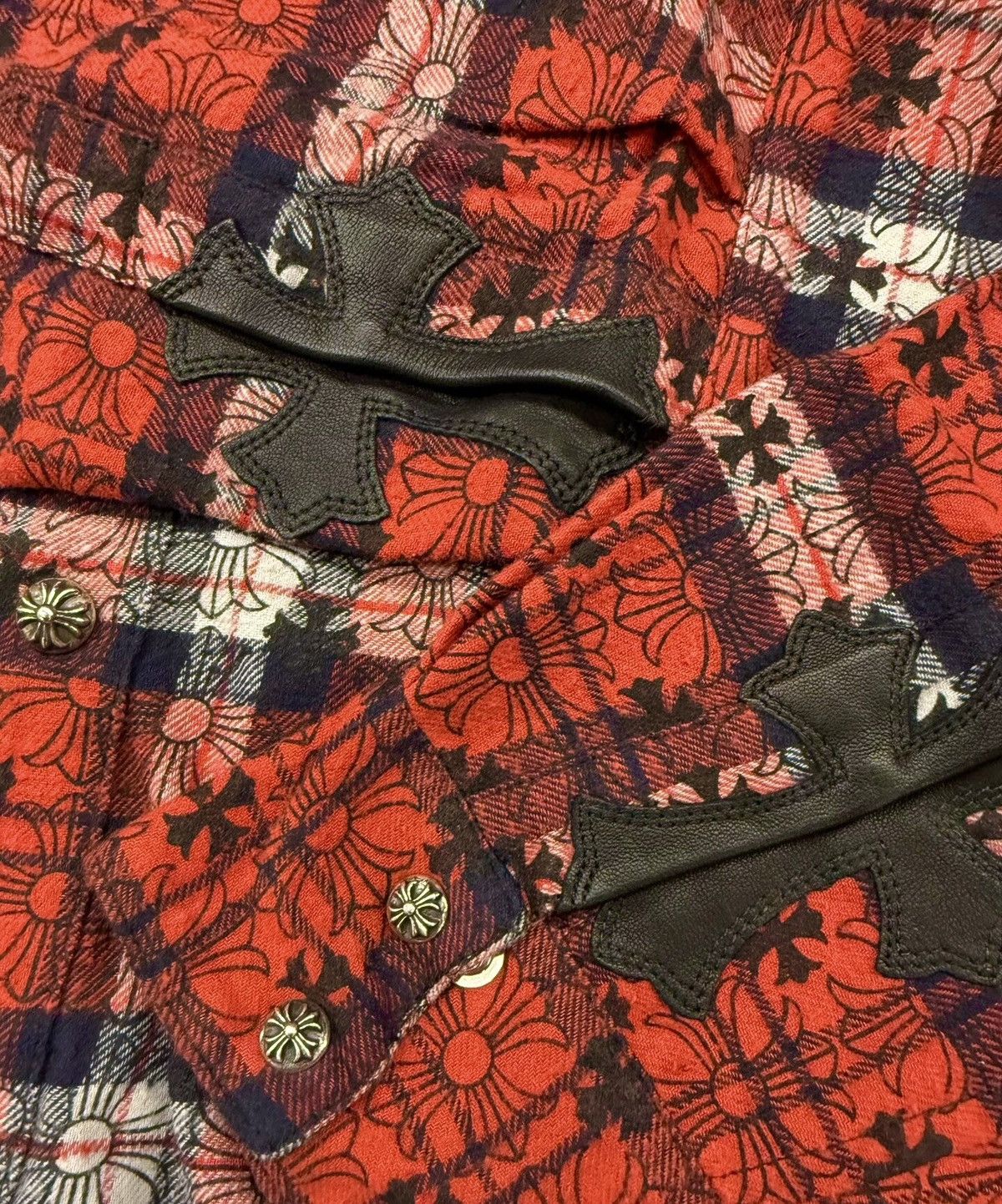Chrome Hearts Chrome Hearts M Loose Ends Cross Patches Button Up Red Shirt Size US M / EU 48-50 / 2 - 3 Thumbnail
