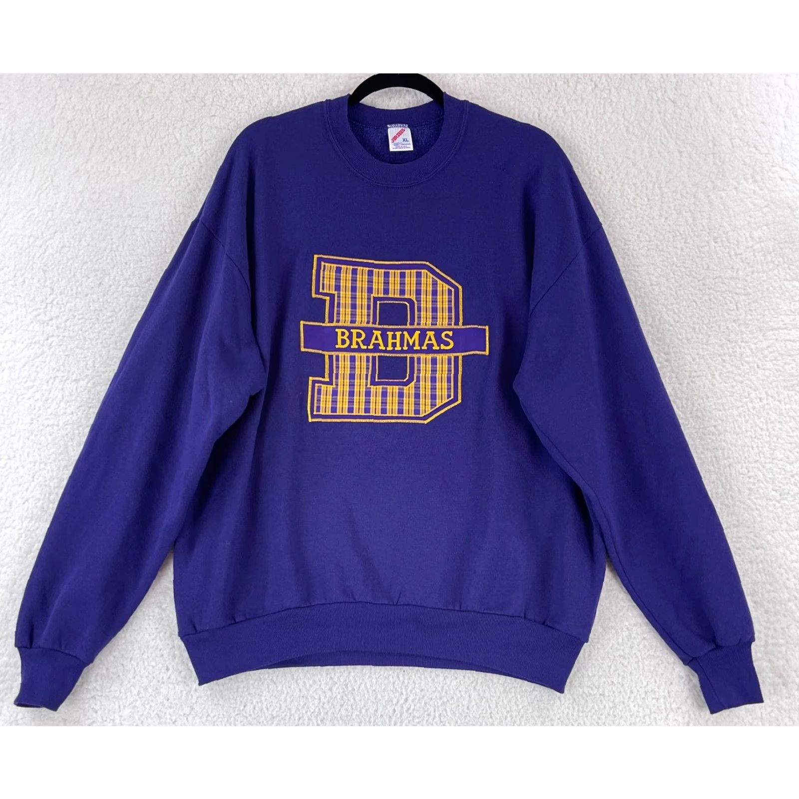 Jerzees Jerzees Sweater Mens XL Purple Embroidered Vintage Crew Neck City 80s 90s College Pullover Shirt Mens Size US XL / EU 56 / 4 - 2 Thumbnail