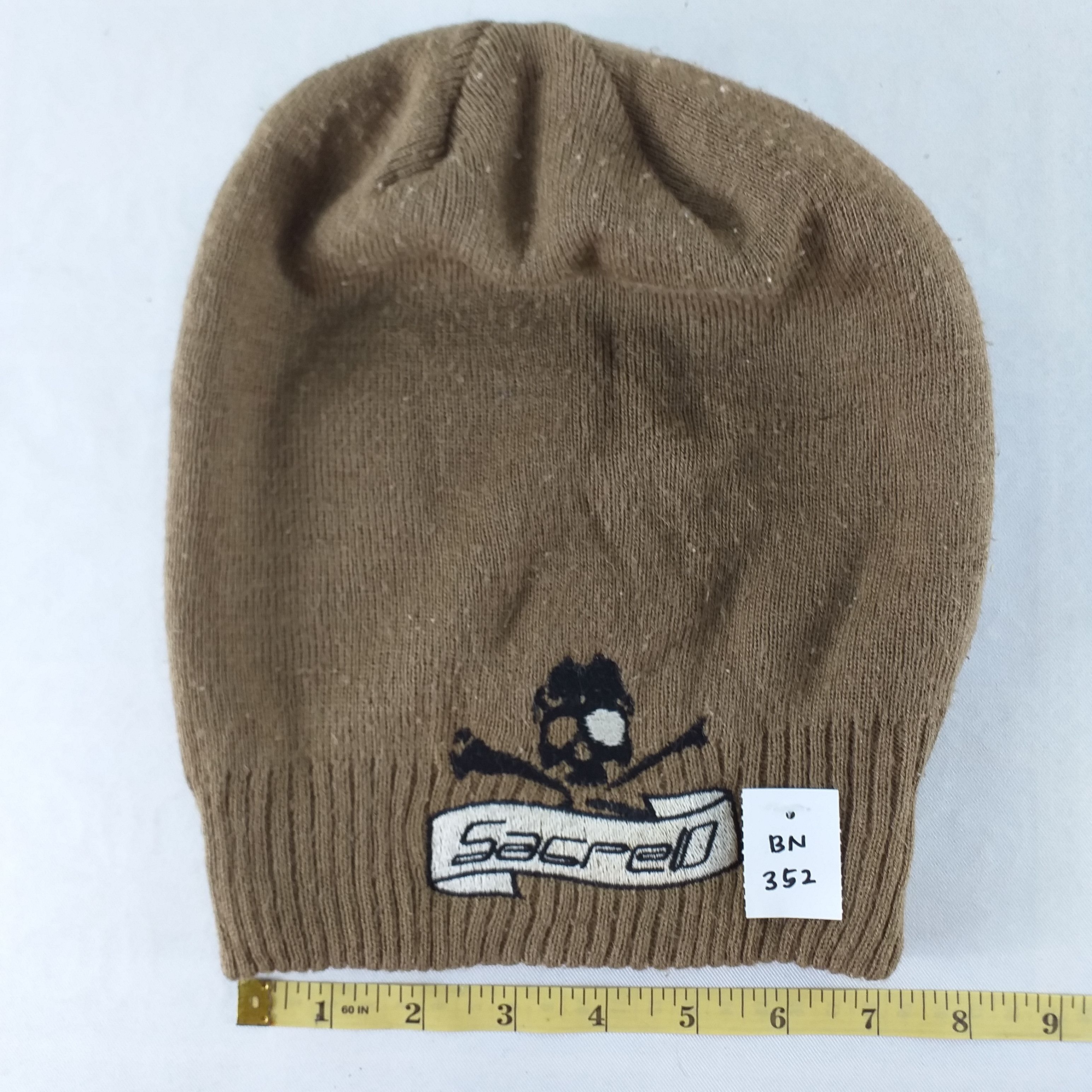 Japanese Brand Sacred Skull Embroidery Snow Cap Hat Beanie -BN352 Size ONE SIZE - 3 Thumbnail