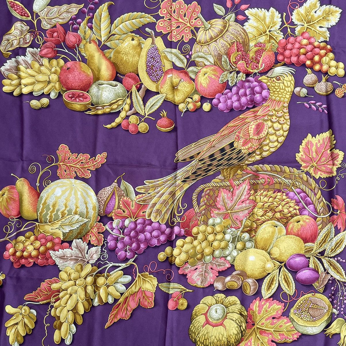 Salvatore Ferragamo × Vintage Vintage Salvatore Ferragamo Silk Scarf with fowl & harvest Size ONE SIZE - 6 Thumbnail