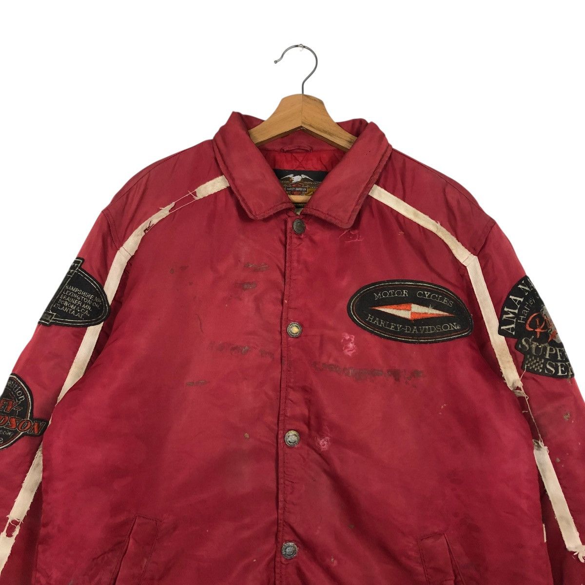 Harley Davidson 🔥VINTAGE BOMBER BIKER JACKET MOTORCYCLE HARLEY DAVIDSON LOGO Size US L / EU 52-54 / 3 - 5 Thumbnail