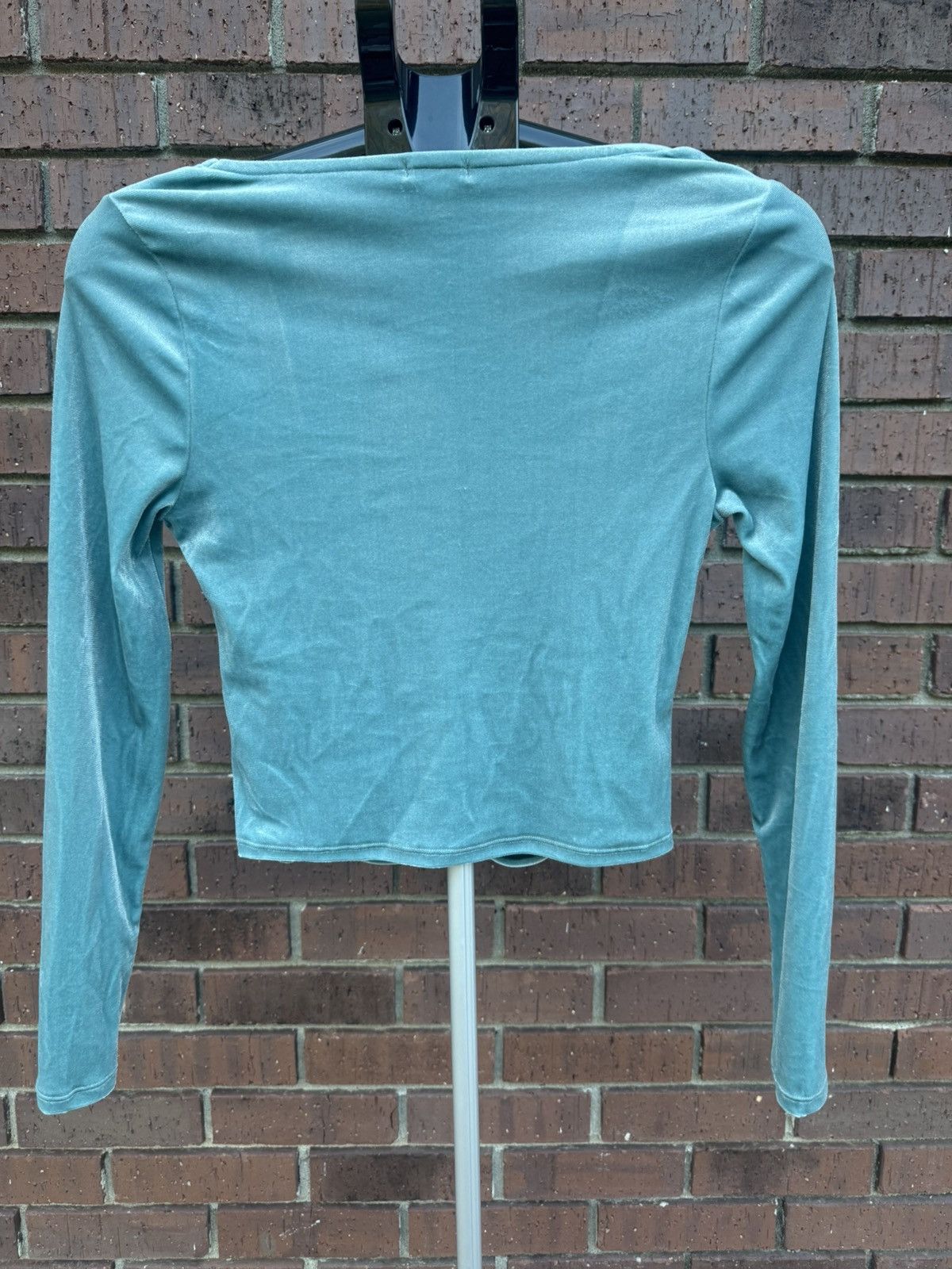 Other Love Fire Mineral Blue Womens Small Ruched Velvet Top Size S / US 4 / IT 40 - 4 Thumbnail