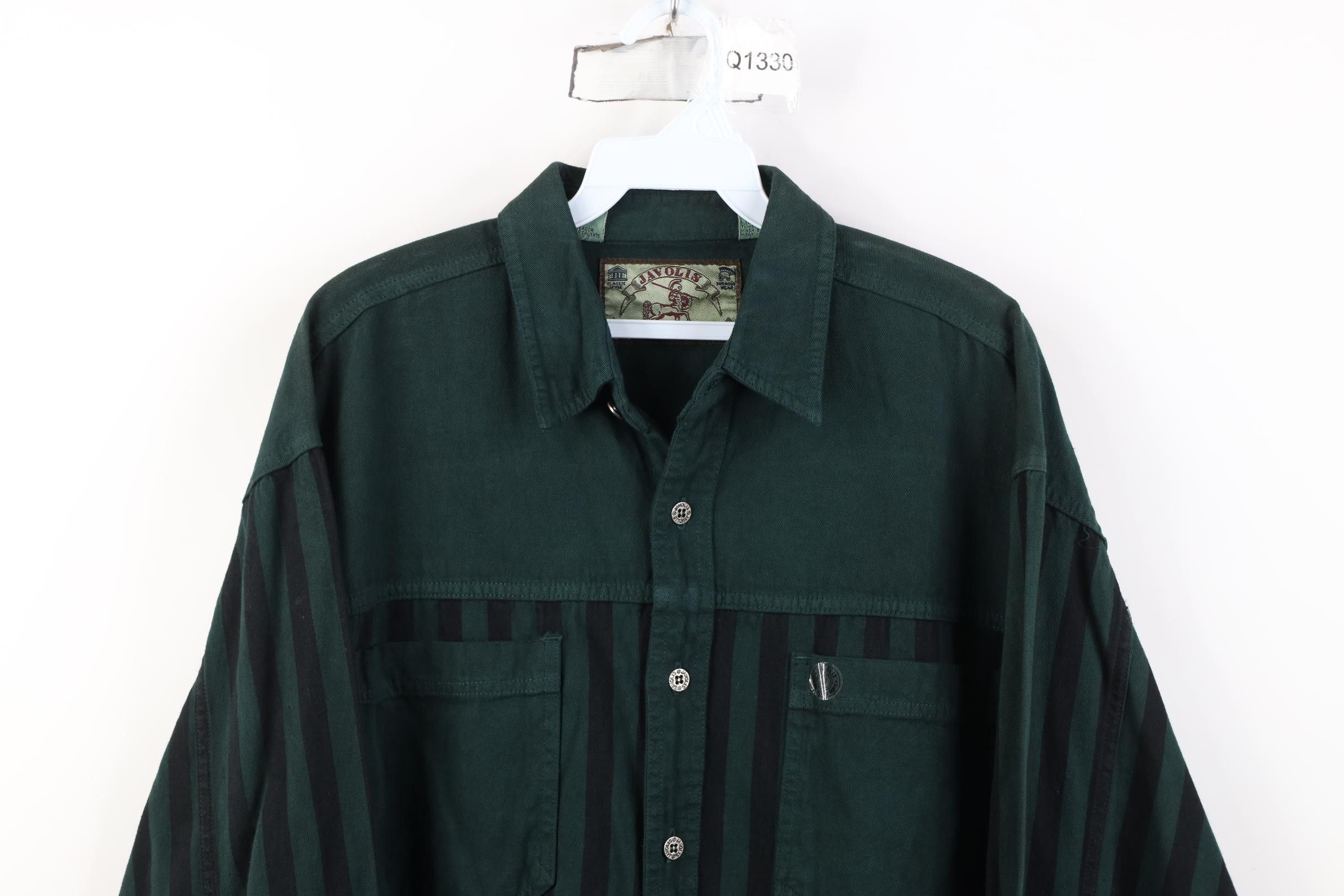 Vintage Deadstock Vintage 90s Streetwear Denim Button Shirt Green Size US M / EU 48-50 / 2 - 2 Thumbnail