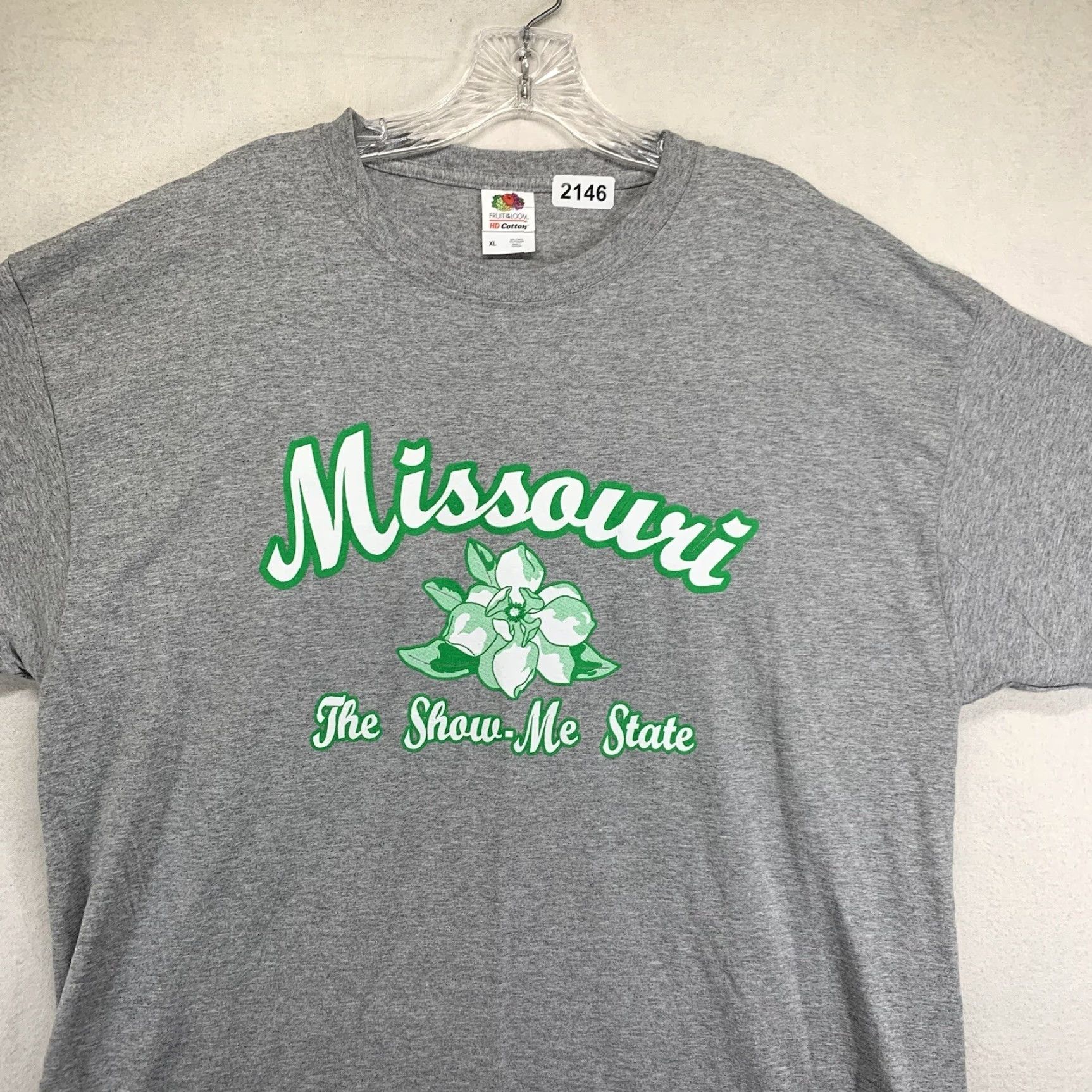 Fruit Of The Loom Missouri T Shirt Mens XL The Show Me State Hawthorn Blossom Gray EUC Fruit of the Loom Logo Knit Crew Neck Short Sleeve Art American Unisex Adults XS? Size US XL / EU 56 / 4 - 7 Thumbnail