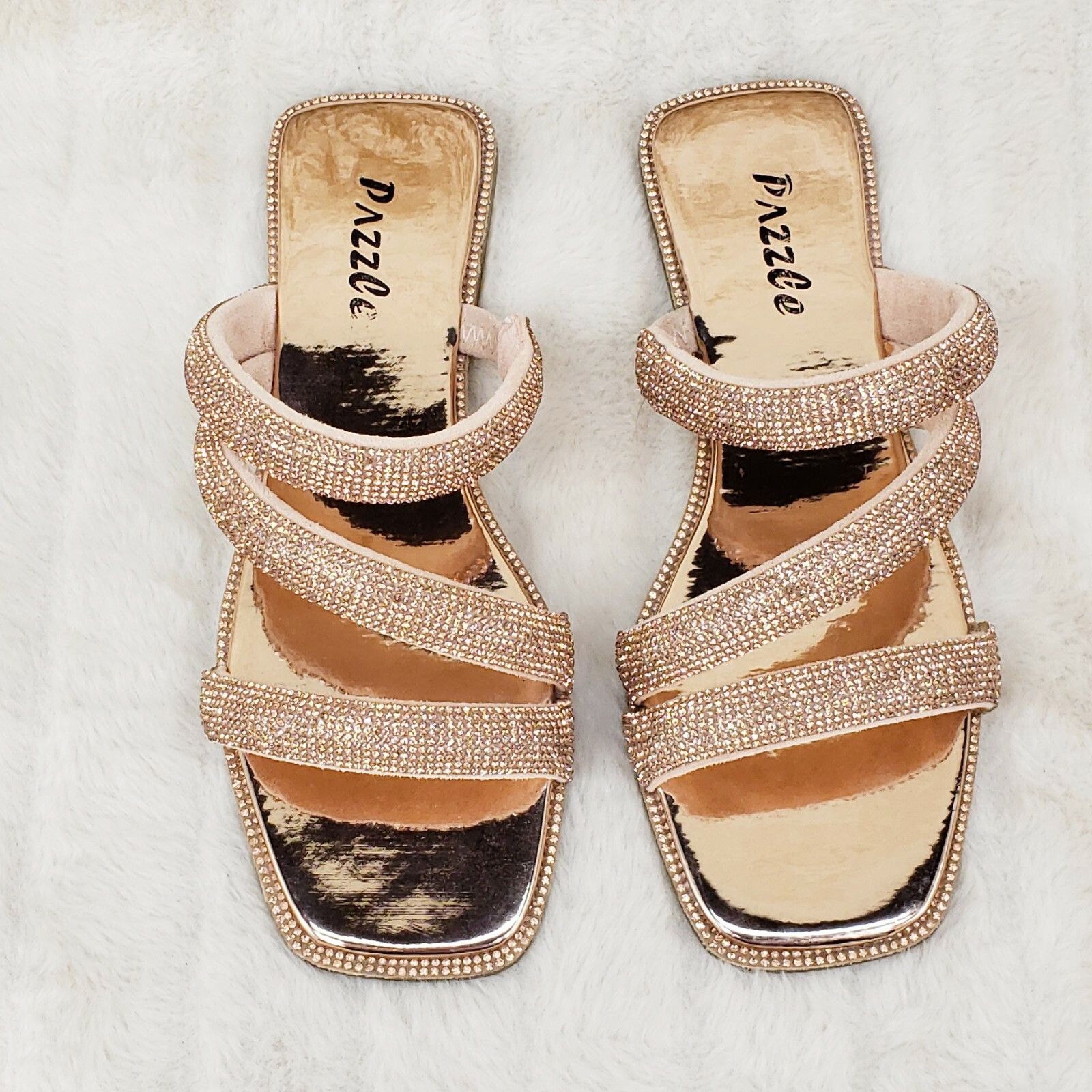 Other Sparkle Triple Padded Strap Slip On Rose Gold Rhinestone San Size US 8.5 / IT 38.5 - 1 Thumbnail