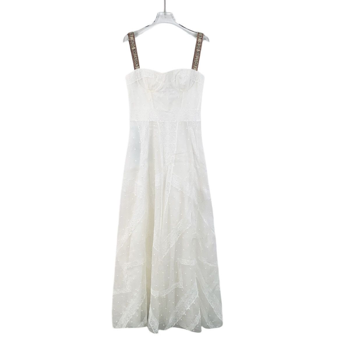 Dior Dior White Lace Embroidered Mulberry Silk Halter Dress | Grailed