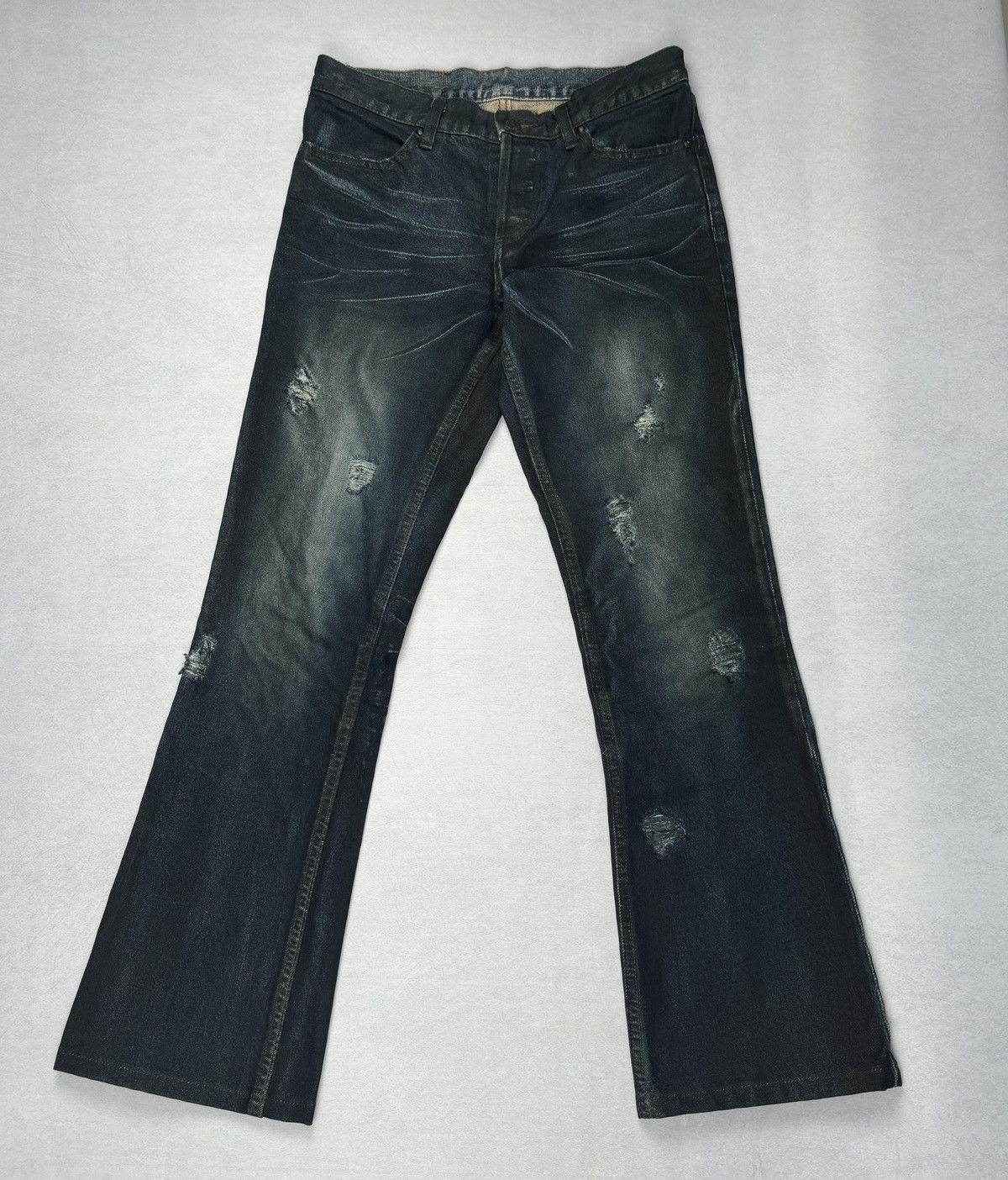Shellac Rare Painted Waxed Distressed Boot-Cut Jeans Size US 30 / EU 46 - 1 Thumbnail
