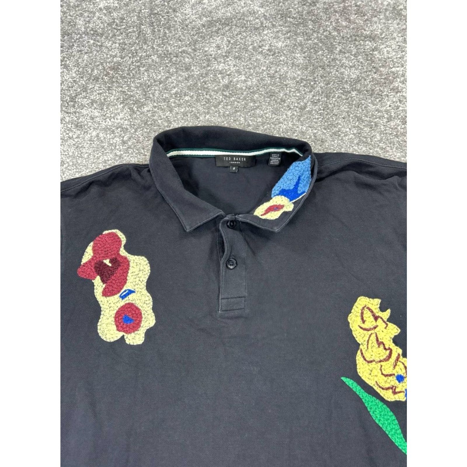Ted Baker Ted Baker Polo Shirt Mens XL Black Cotton Floral Embroidered Golf Casual Shirt Size US XL / EU 56 / 4 - 2 Thumbnail