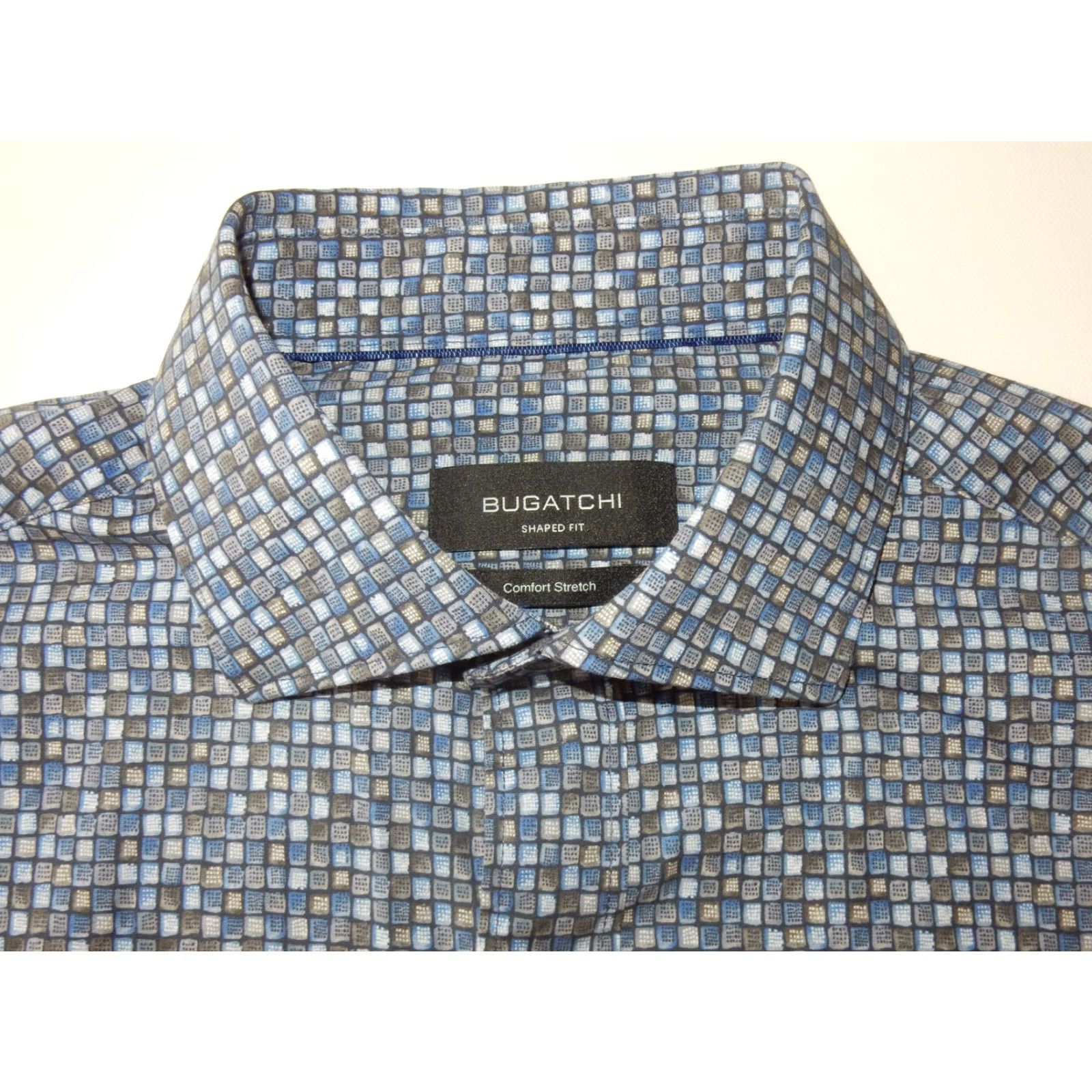 BUGATCHI Bugatchi Uomo Men's Long Sleeve Button Front Shirt Size S Blue Geometric Pattern Shirt Mens Size US S / EU 44-46 / 1 - 2 Thumbnail
