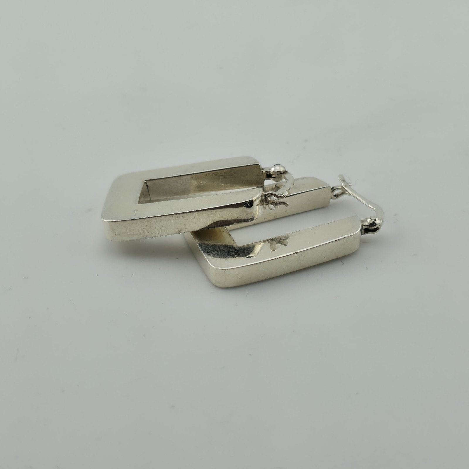 Other Sterling Silver Rectangle Hoop Earrings Minimalist Geometric Size ONE SIZE - 7 Thumbnail