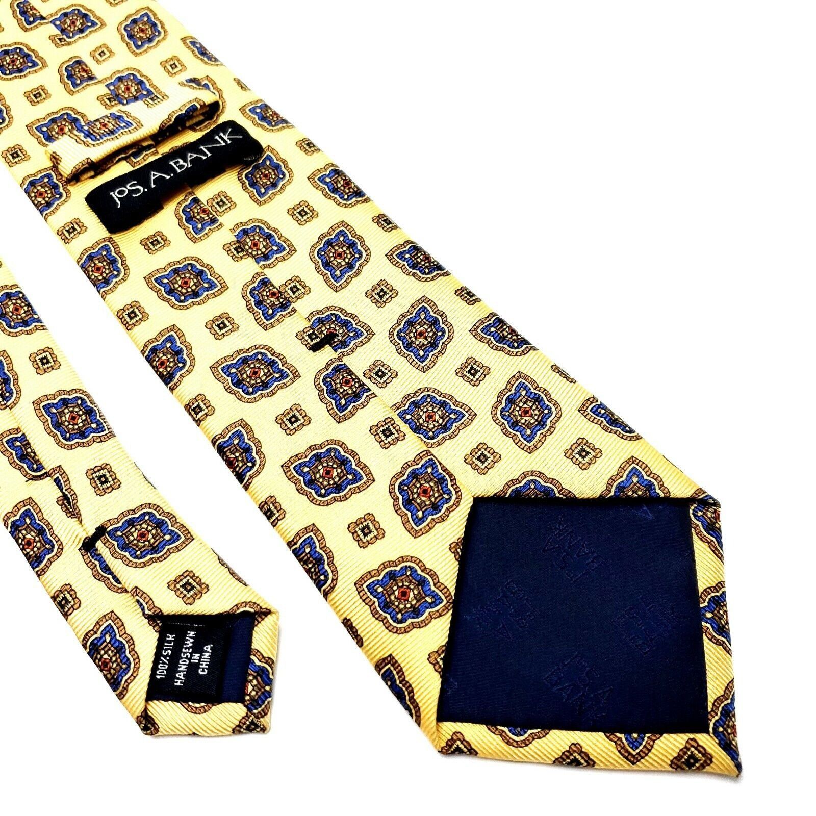Jos. A. Bank Jos A Bank Silk Tie Print Yellow Geometric Size ONE SIZE - 5 Thumbnail