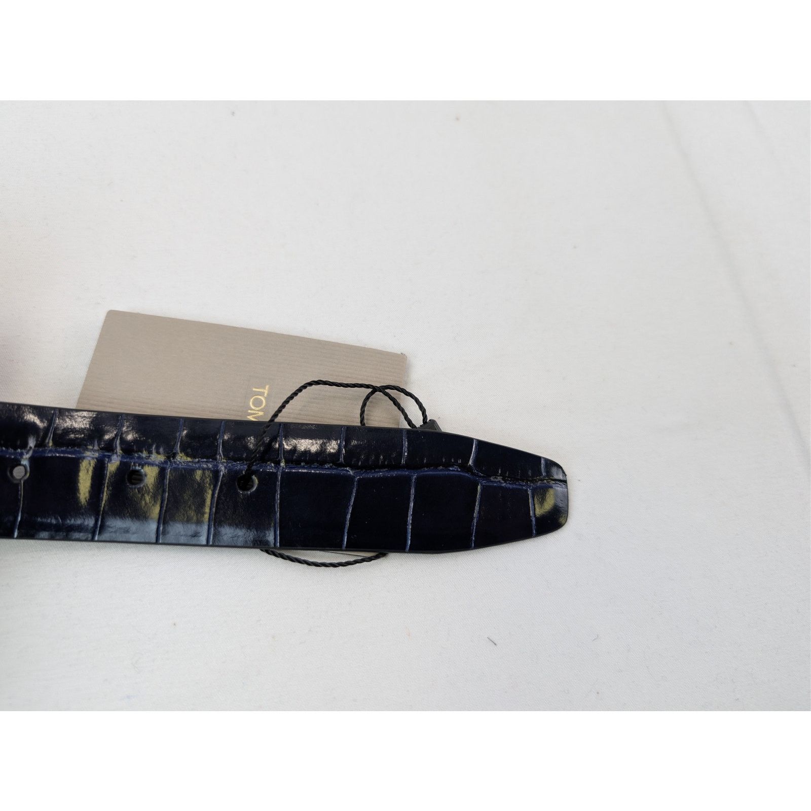 Tom Ford o1rshd1 Size: 95 / T Icon Crocodile-Effect Belt in Navy Blue Size 38 - 13 Thumbnail
