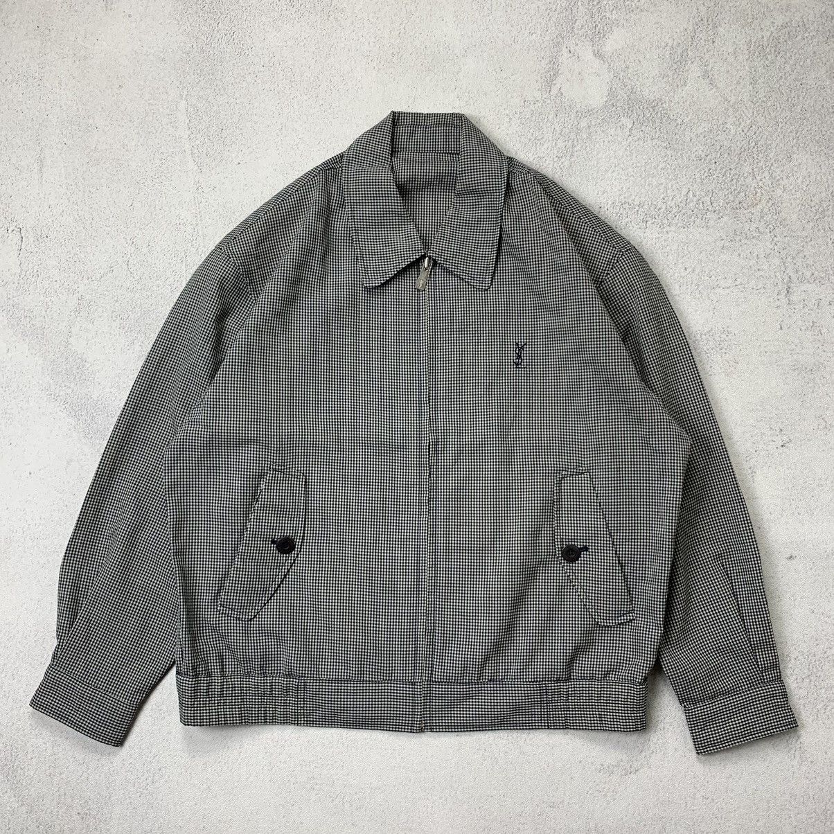image of Vintage YVES Saint Laurent YSL Plaid Checkered Jacket, Men's (Size Medium)
