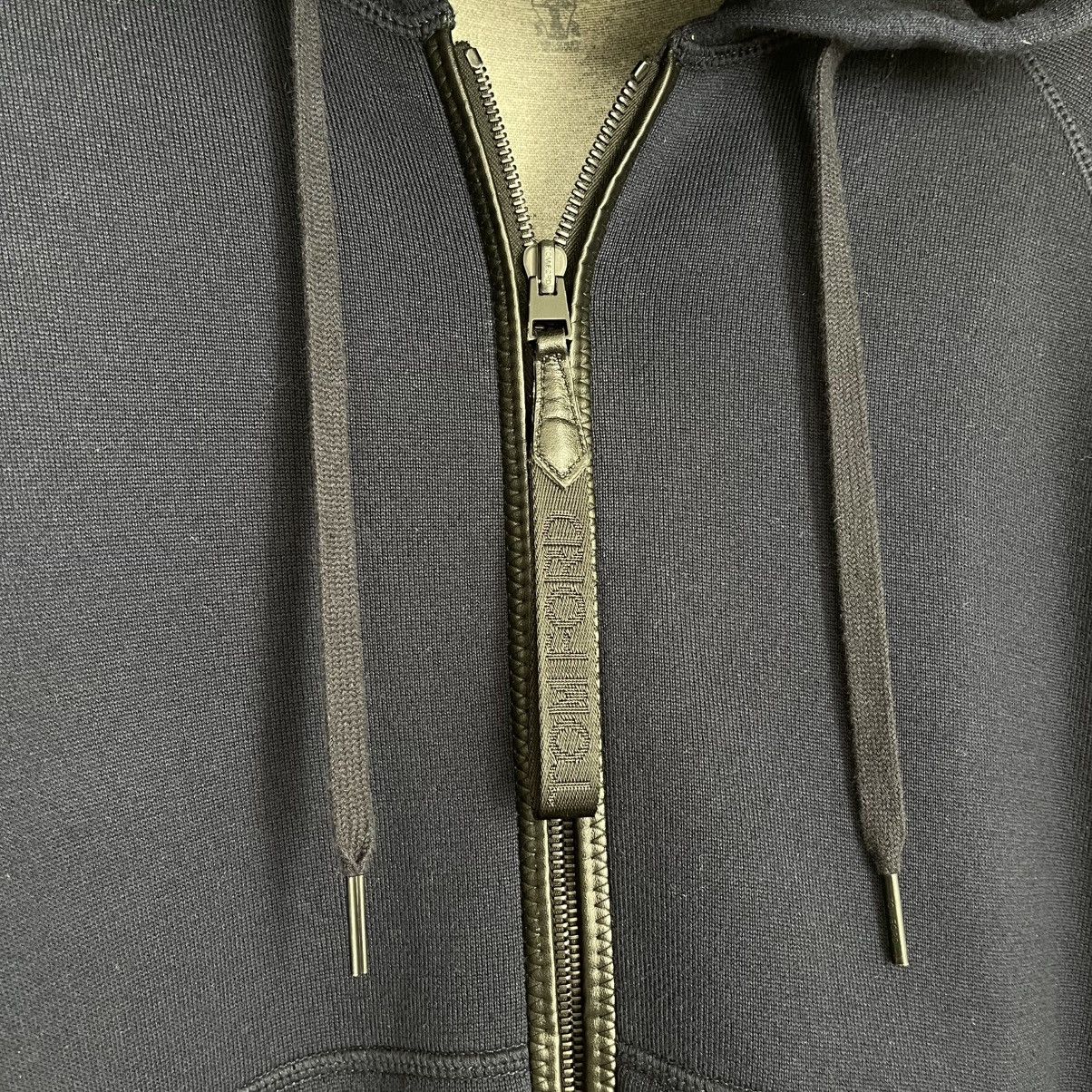 Tom Ford TOM FORD Leather Trimmed Cashmere Cotton Blend Zip Up Hoodie Size US M / EU 48-50 / 2 - 4 Thumbnail