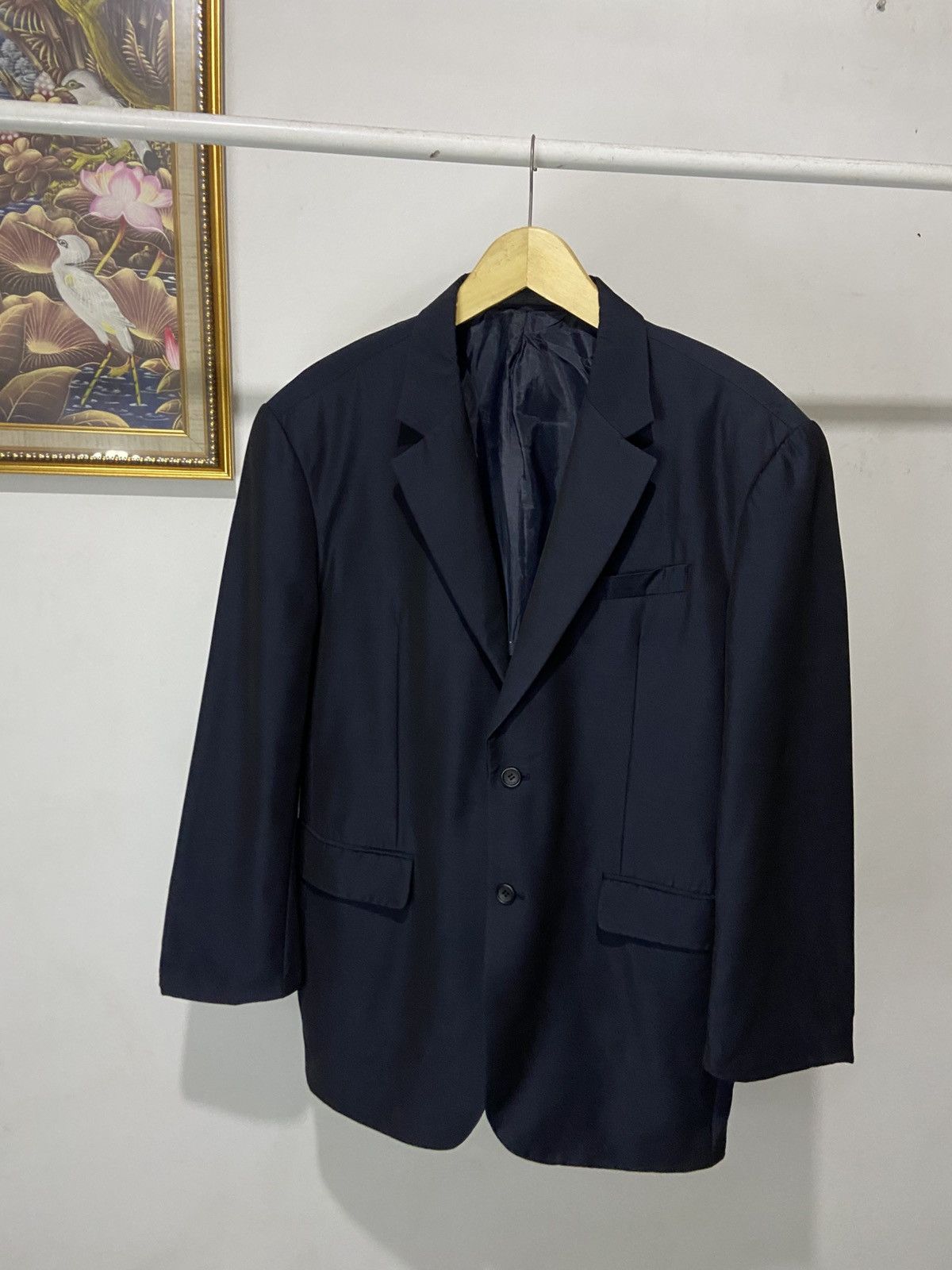Solid Homme × Wooyoungmi Wooyoungmi Solid Homme Navy Sateen Single Breasted Blazer Size 46L - 2 Thumbnail