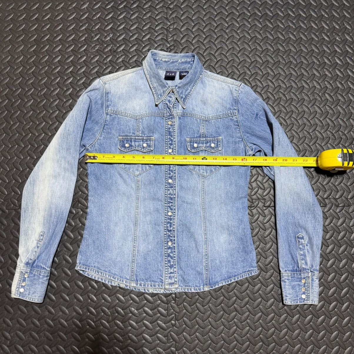Gap GAP Pearl Snap Denim Button Down Shirt Western Ombre XS Size XS / US 0-2 / IT 36-38 - 6 Thumbnail