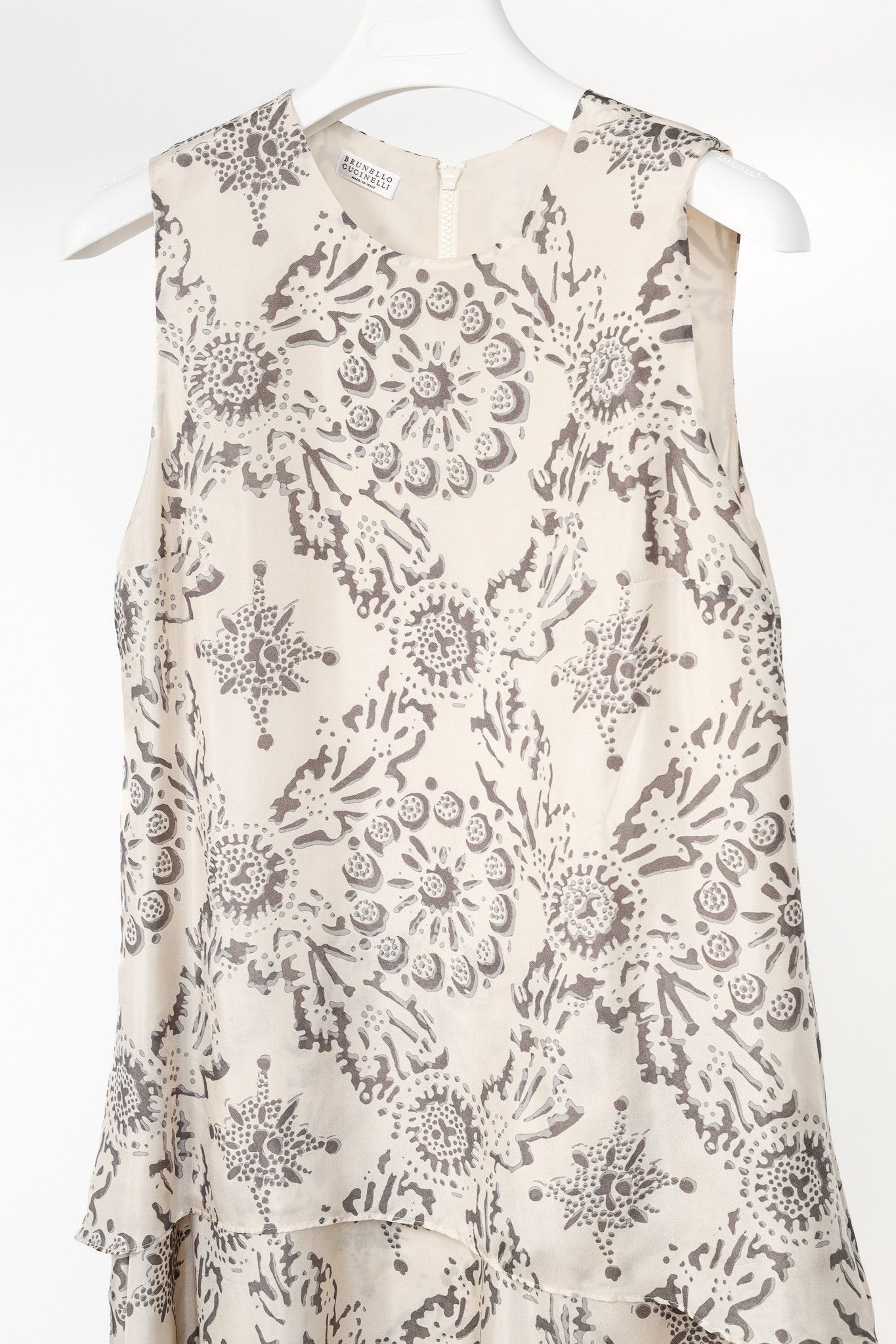 Brunello Cucinelli Brunello Cucinelli SS/20 Printed Silk Tiered Mini Dress Size L / US 10 / IT 46 - 3 Thumbnail