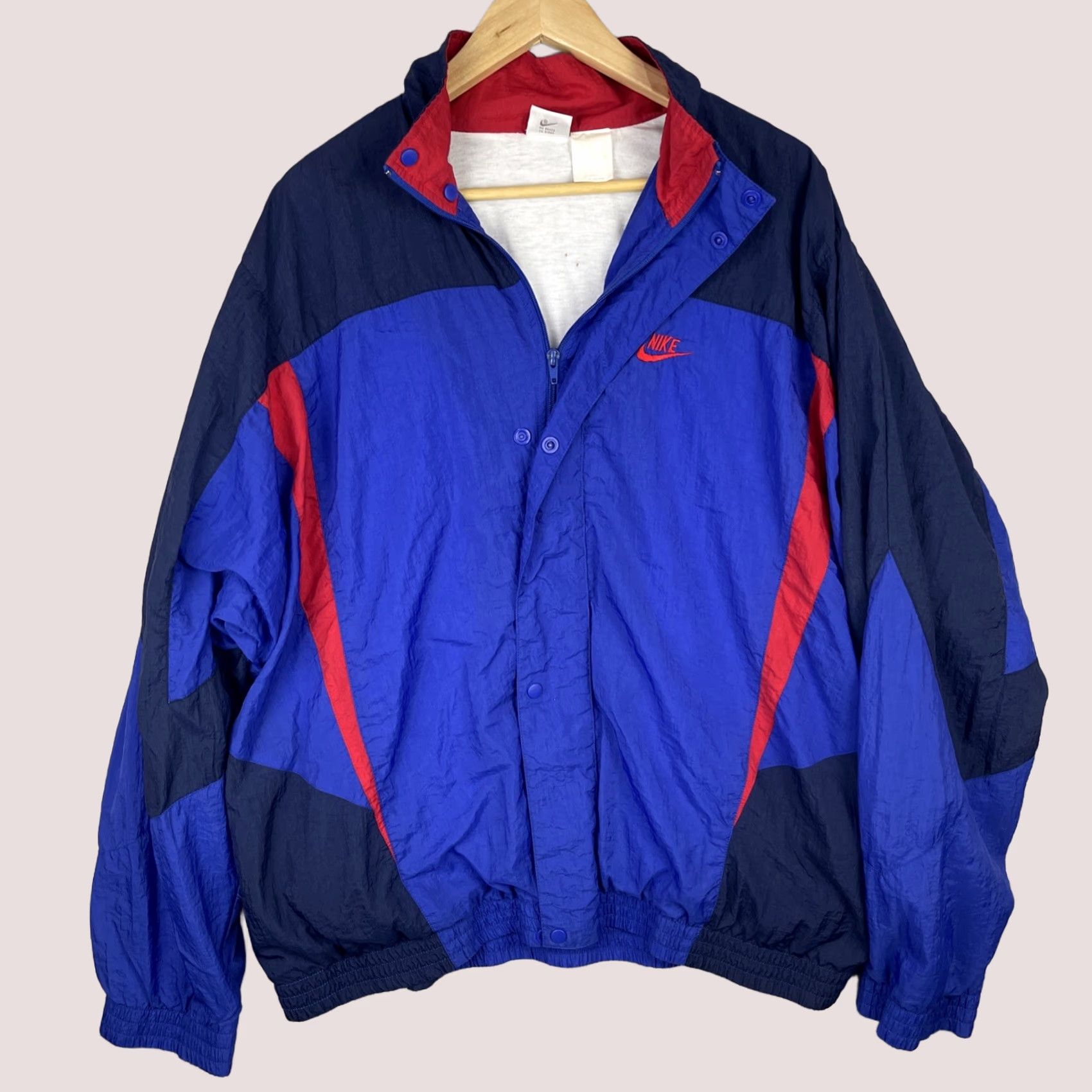Nike VINTAGE Nike Tracksuit Mens XL Blue Track Jacket Pants Full Zip Snap Lined Size 46R - 1 Thumbnail
