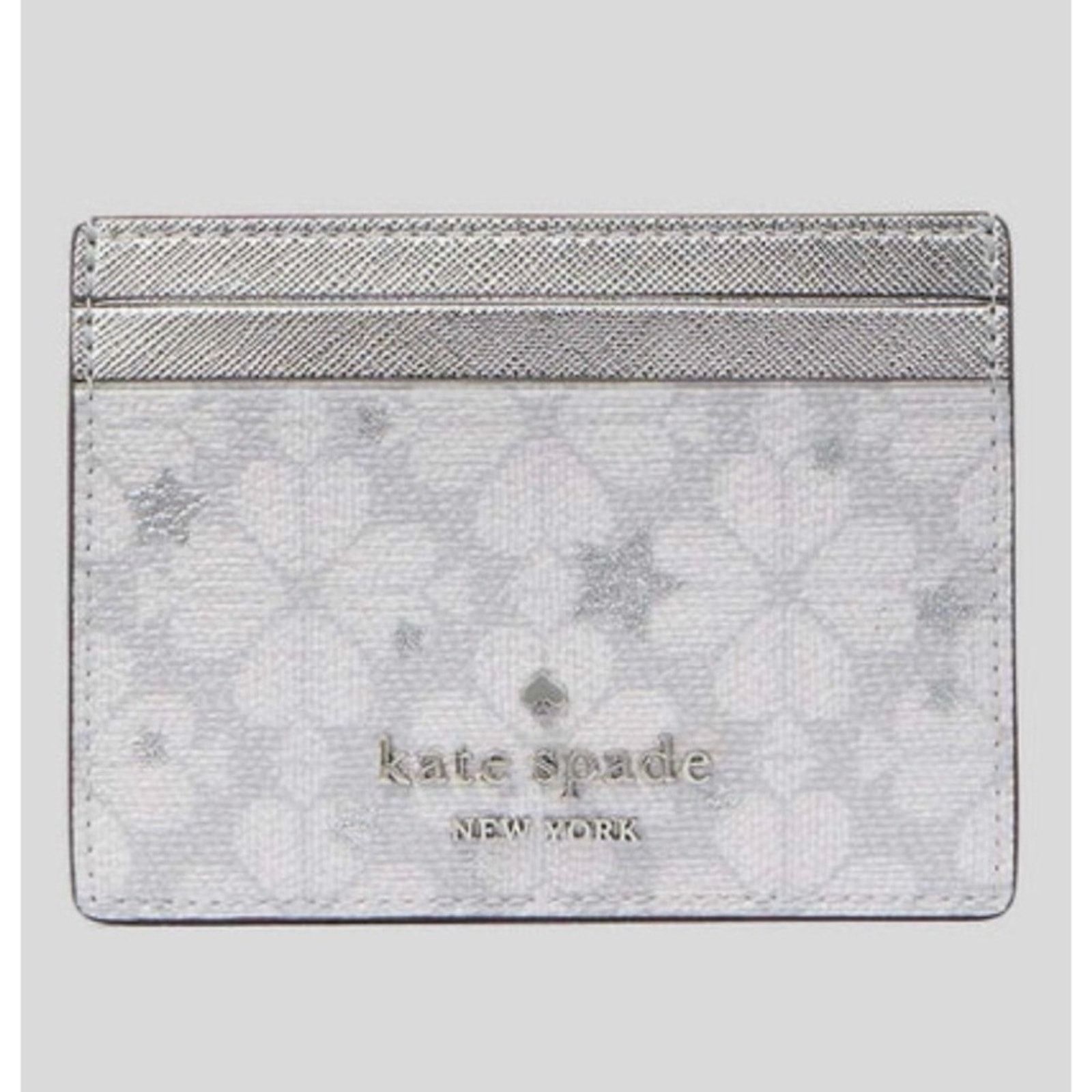 Kate Spade KATE SPADE • Platinum Grey Flower Star Slim Card Holder Size ONE SIZE - 12 Thumbnail
